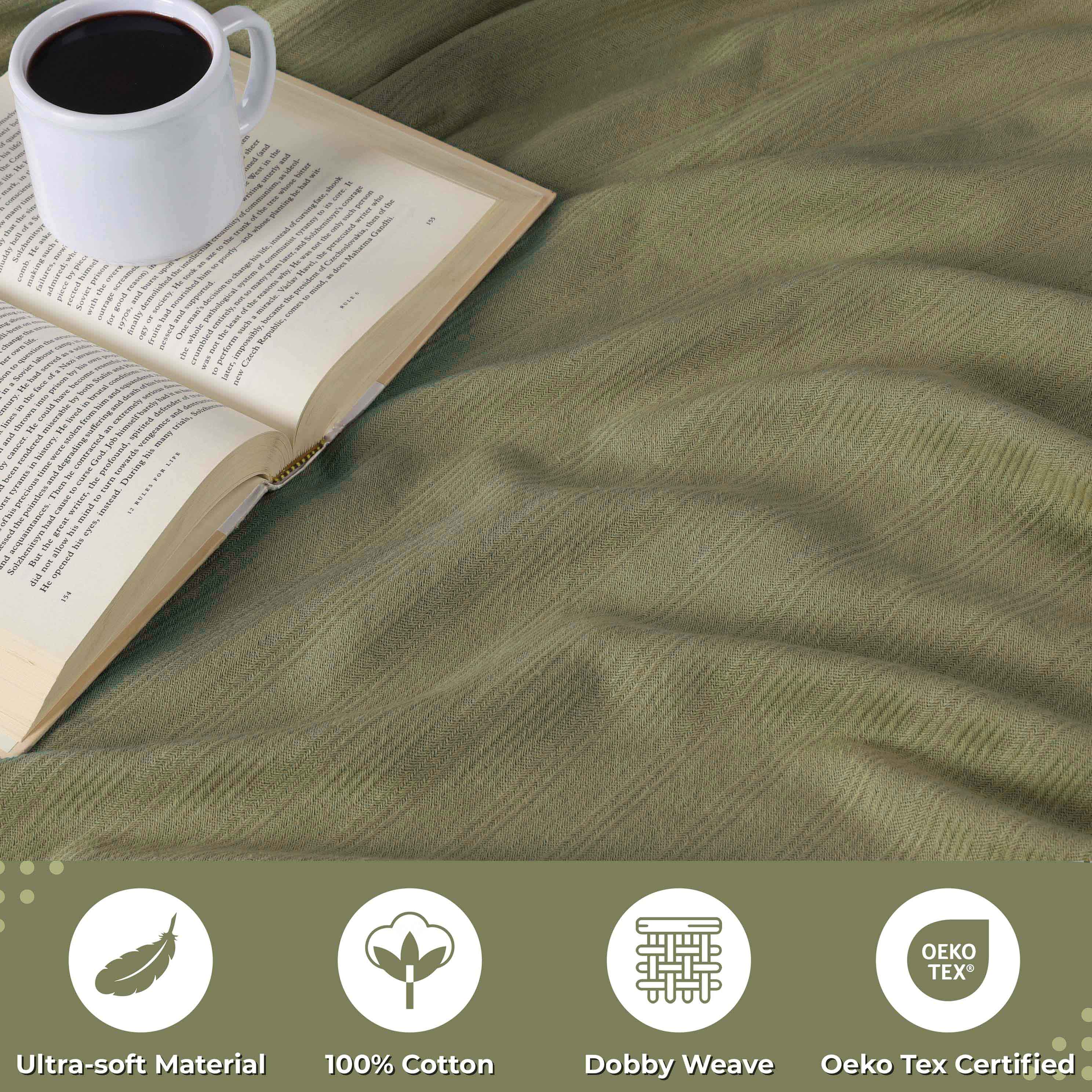 Premium Milan Cotton Textured Striped Lightweight Woven Blanket - Soft & Breathable Throw for Sofa, Bed, Picnic & Outdoor Use
