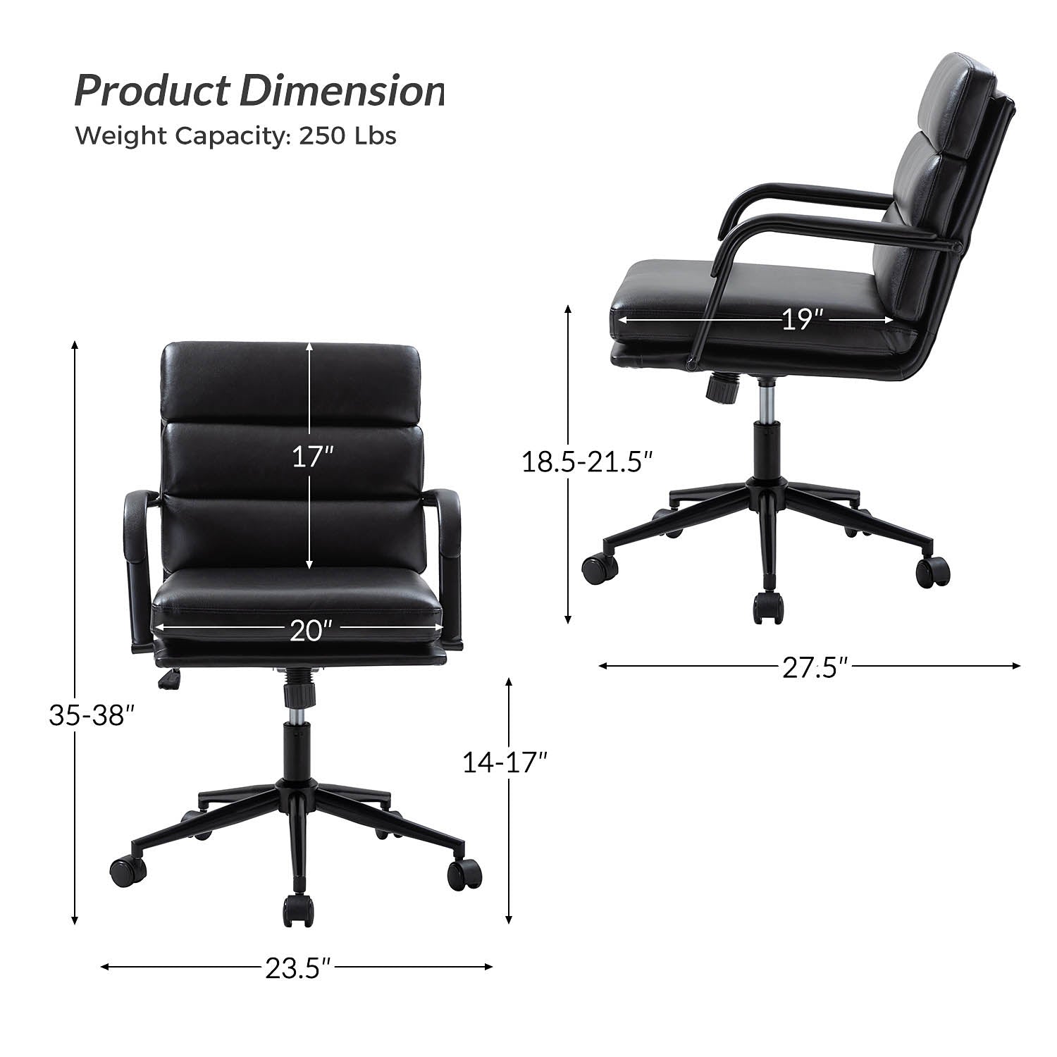 Johannes Task Office Chair - Ergonomic Adjustable Desk Chair with Lumbar Support for Home & Office Workspace - Perfect for Long Hours of Sitting, Gaming, and Remote Work