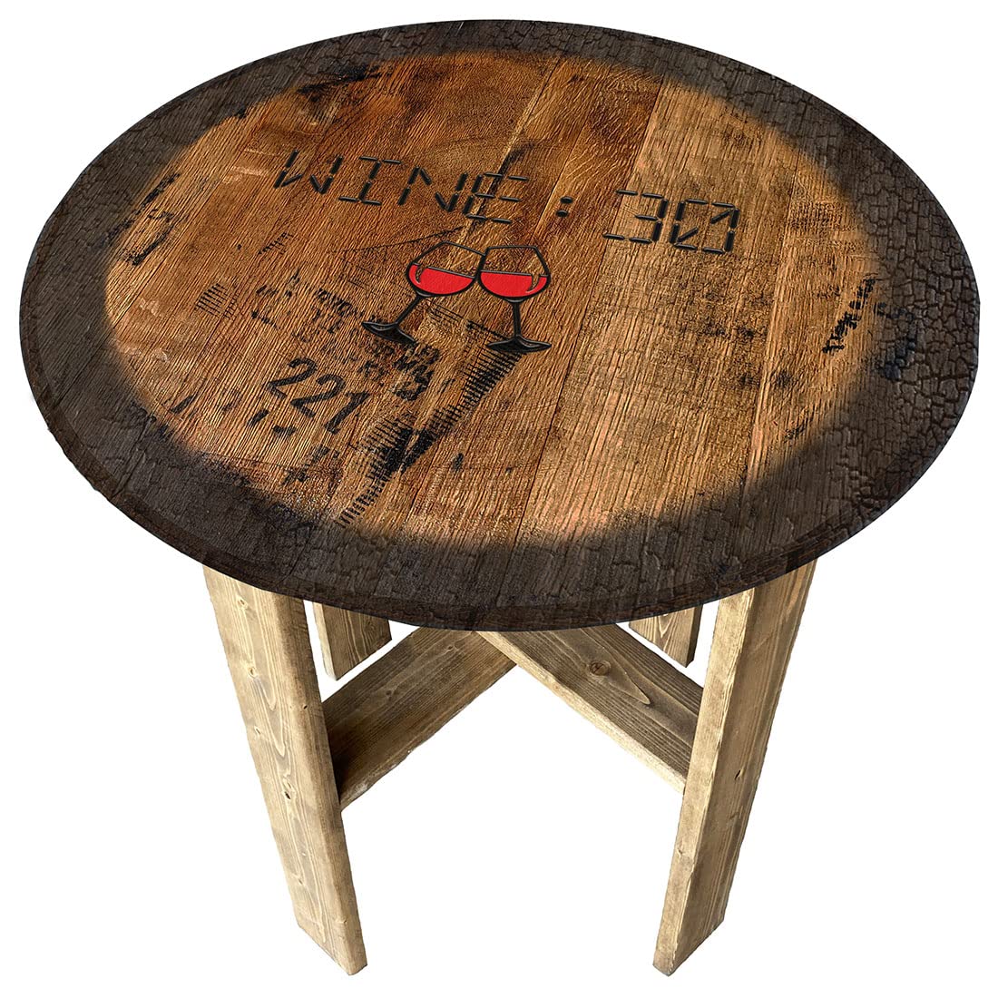Funny Wine Barrel Clock - Rustic Whiskey Barrel End Table for Farmhouse Decor | Unique Gift for Wine Lovers, Perfect for Living Room, Bar or Man Cave