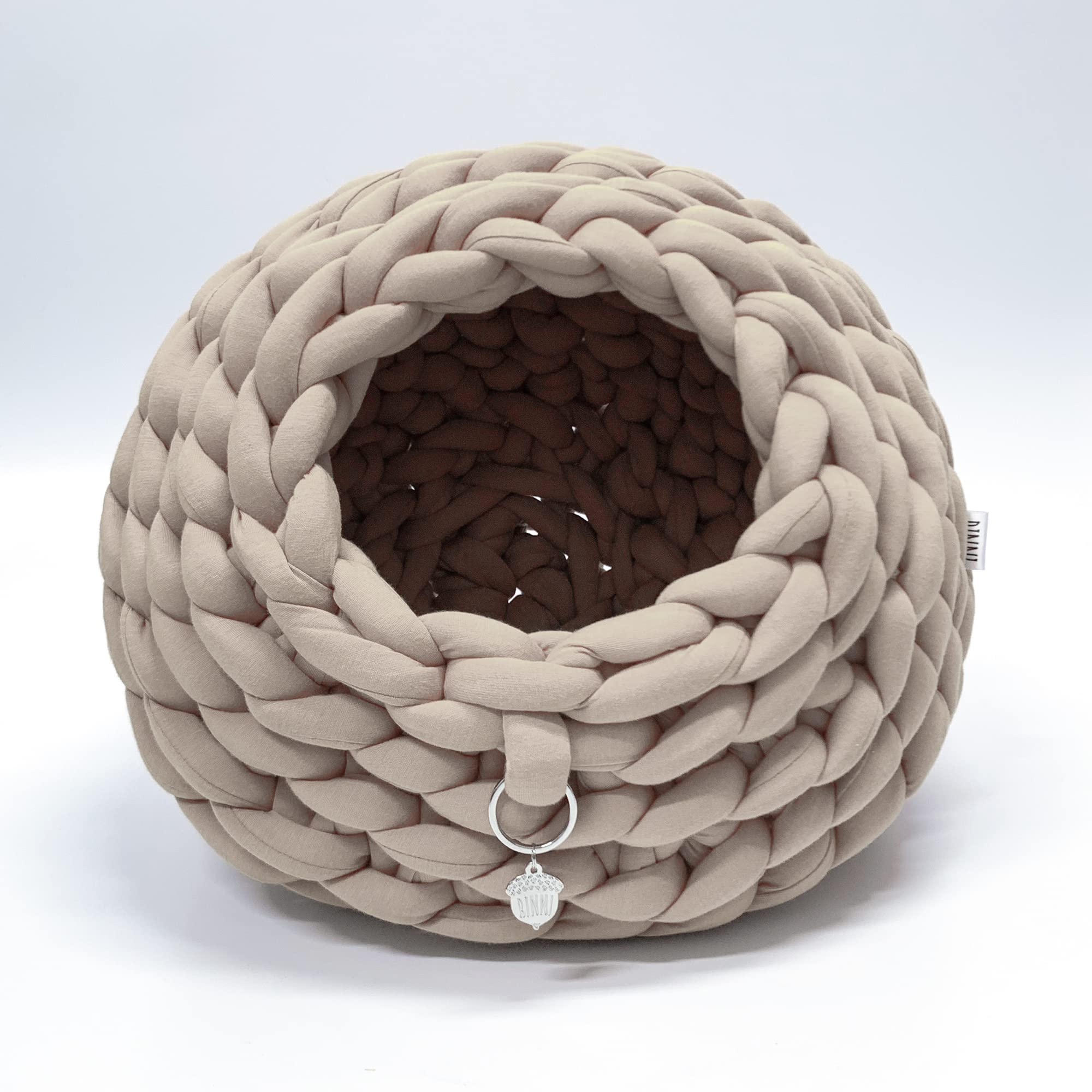 Premium Handmade Cat Bed Cave - Cozy & Washable Pet Bed for Cats, Kittens & Small Animals - Soft Cat House with Removable Cushion (Beige) - Perfect for Indoor Napping, Warm Winter Shelter & Stress Relief