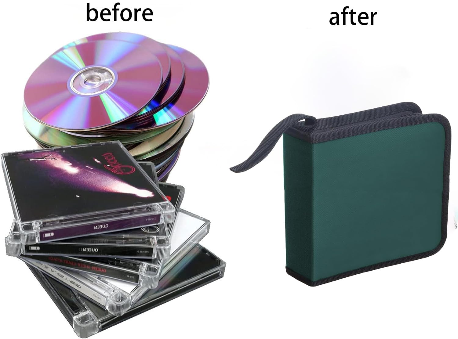 Yitobici Zippered Nylon CD DVD Storage Pouch - Home & Car Organizer (Green)