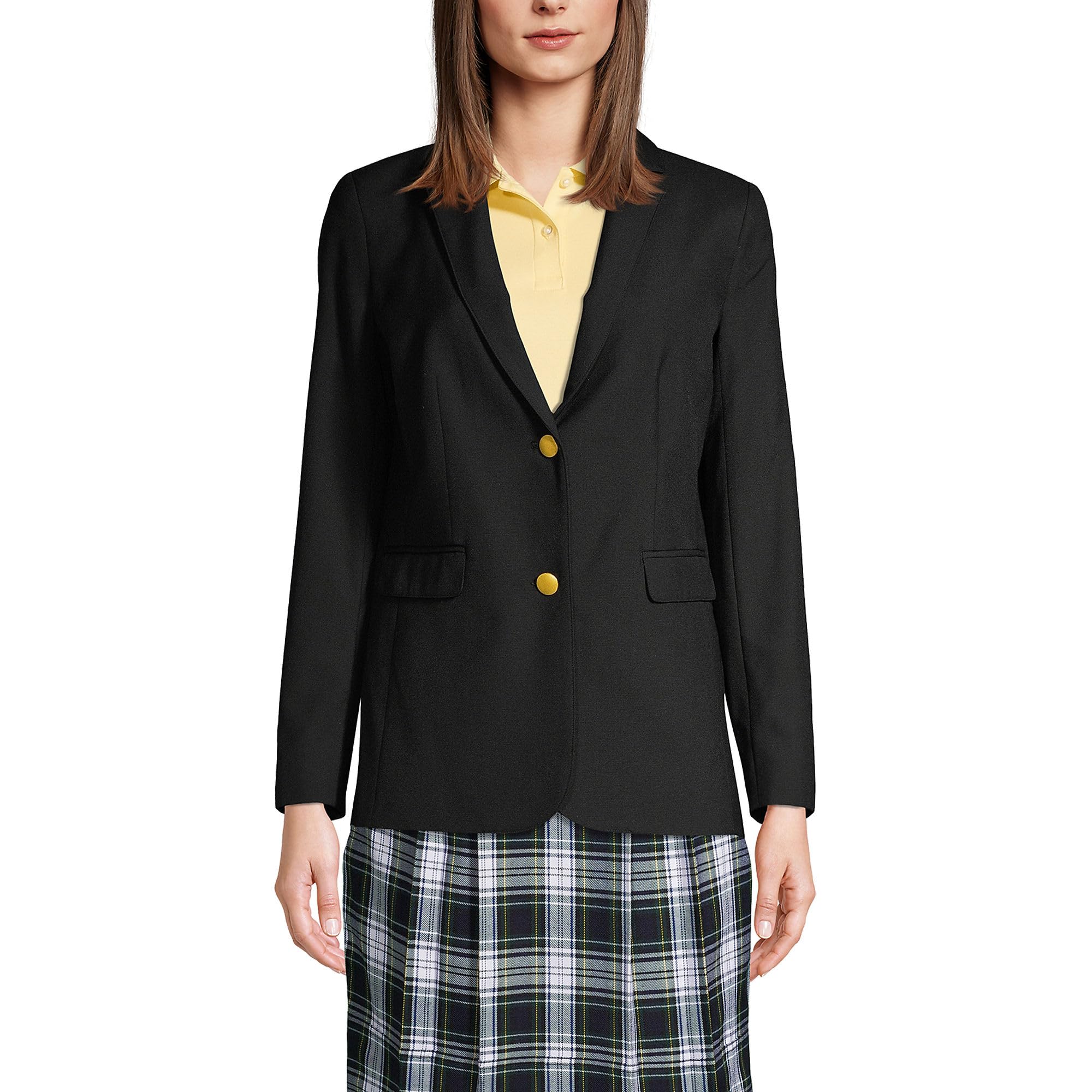 Lands' End Women's Hopsack Blazer for School Uniforms | Classic Fit Jacket for Teachers & Students | Office & Professional Wear