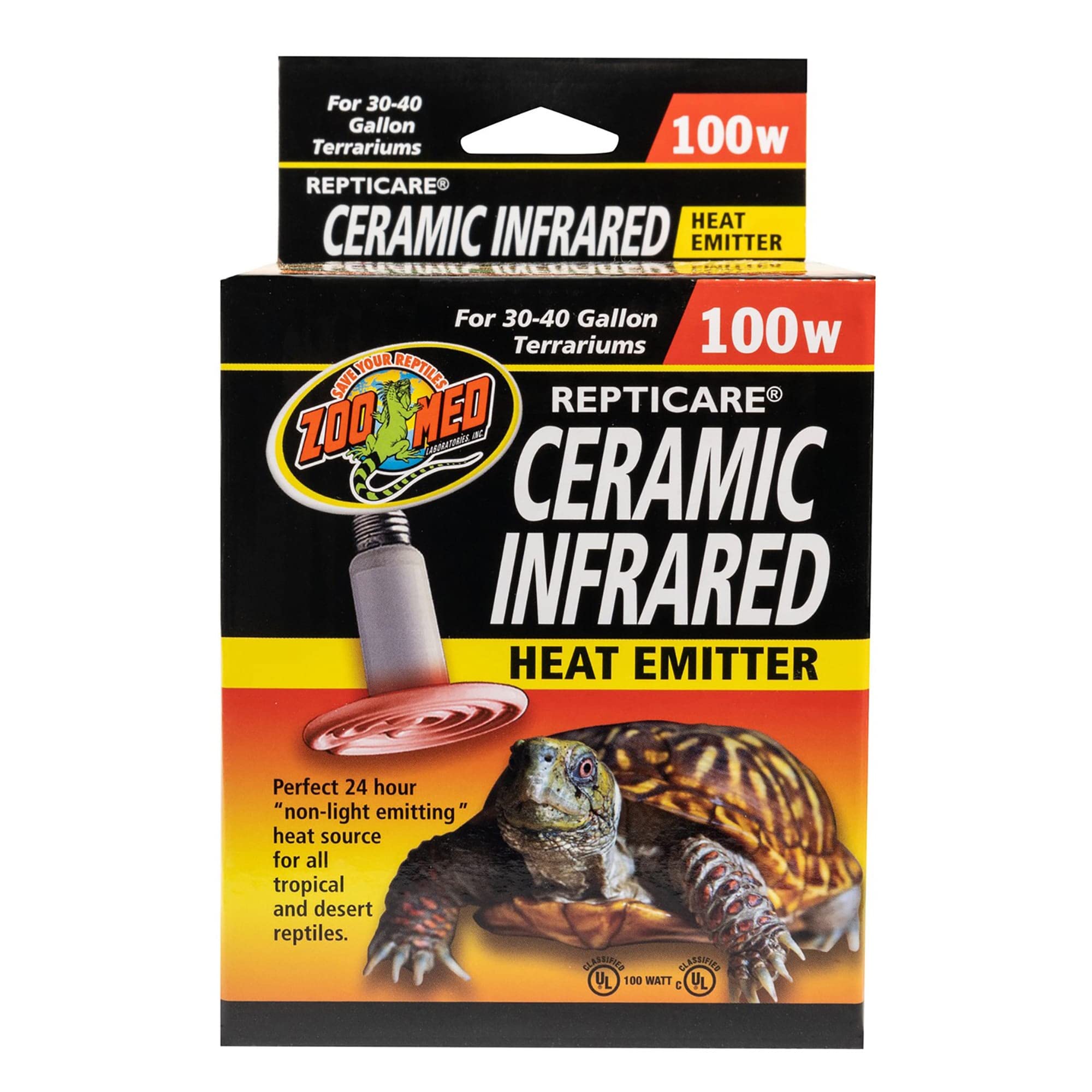 Zoo Med Repticare 100 Watt Ceramic Infrared Heat Emitter for Reptiles - Durable & Energy Efficient Heating Bulb for Terrariums, Snake Tanks & Lizard Enclosures (Perfect for Nighttime Use & Maintaining Optimal Habitat Temperature)