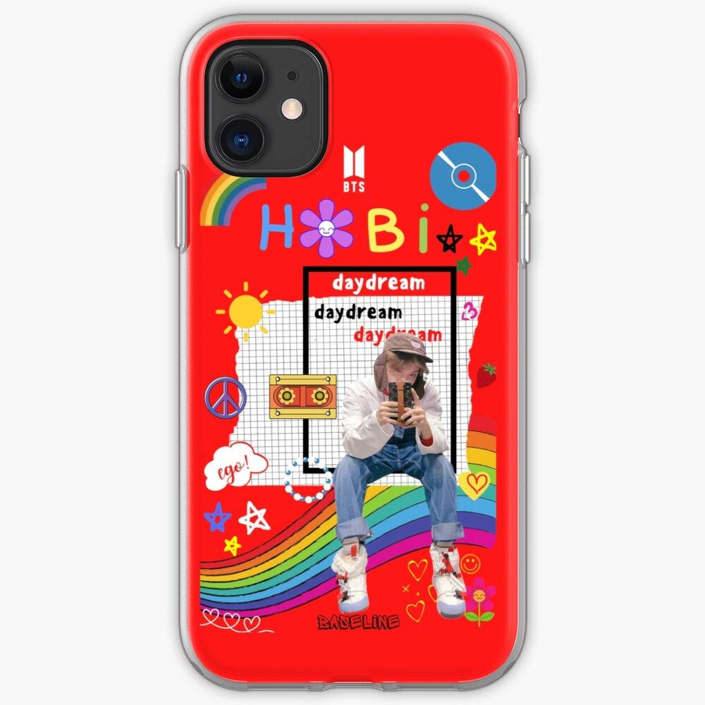 Jhope Hobi Ego Baseline Rainbow Kpop Red Hobicore iPhone Case - Compatible with iPhone 11/11 Pro/XR/7/8/SE 2020 & iPhone 12 Series | Trendy Kpop Accessory for Fans | Perfect for Concerts, Daily Use & Gift Giving