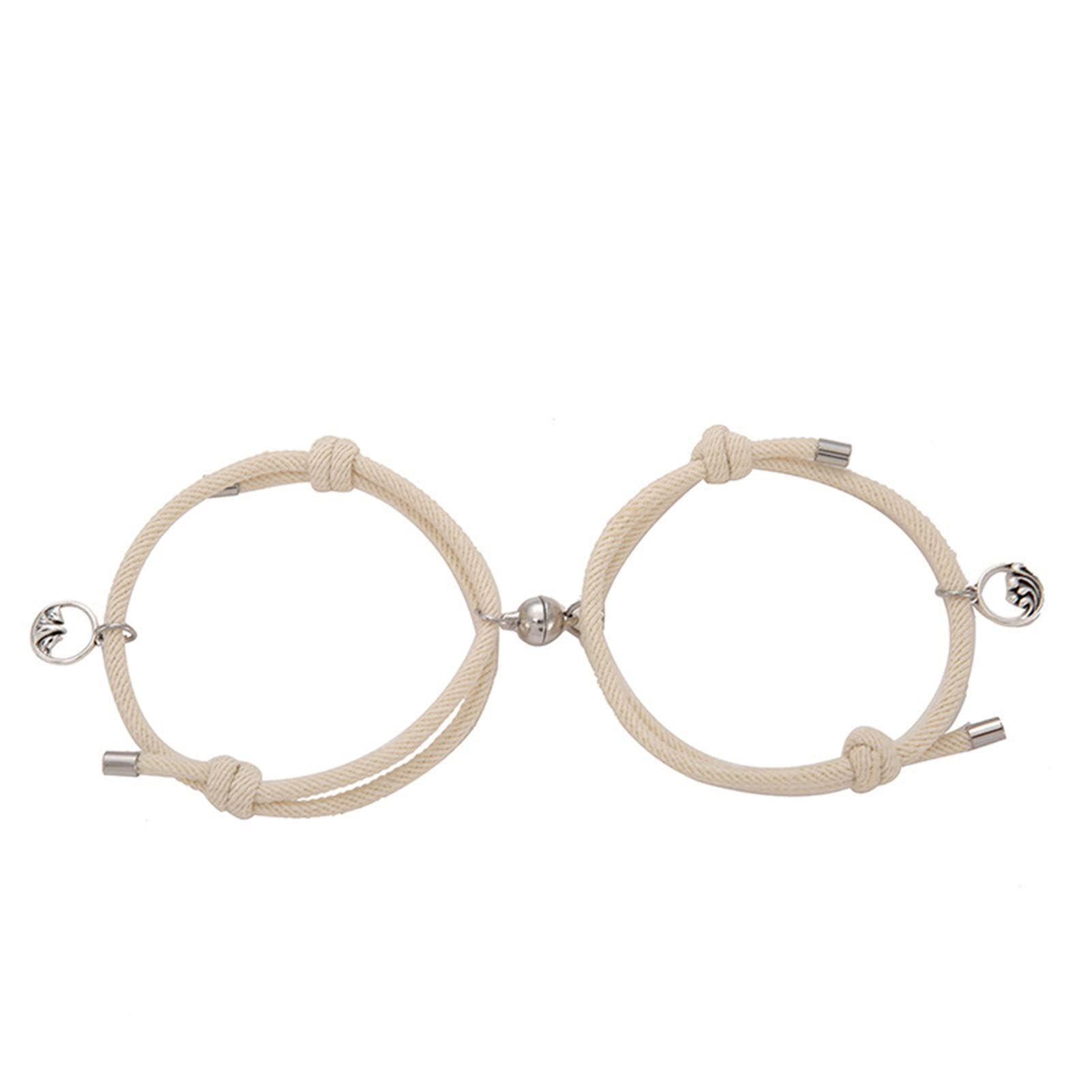Sarkoyar Couple Bracelets for Women & Men - 2Pcs Adjustable Round Pendant Geometric Cord Bracelets - Valentine's Day Gift for Him & Her - Perfect for Anniversaries, Date Nights & Romantic Occasions