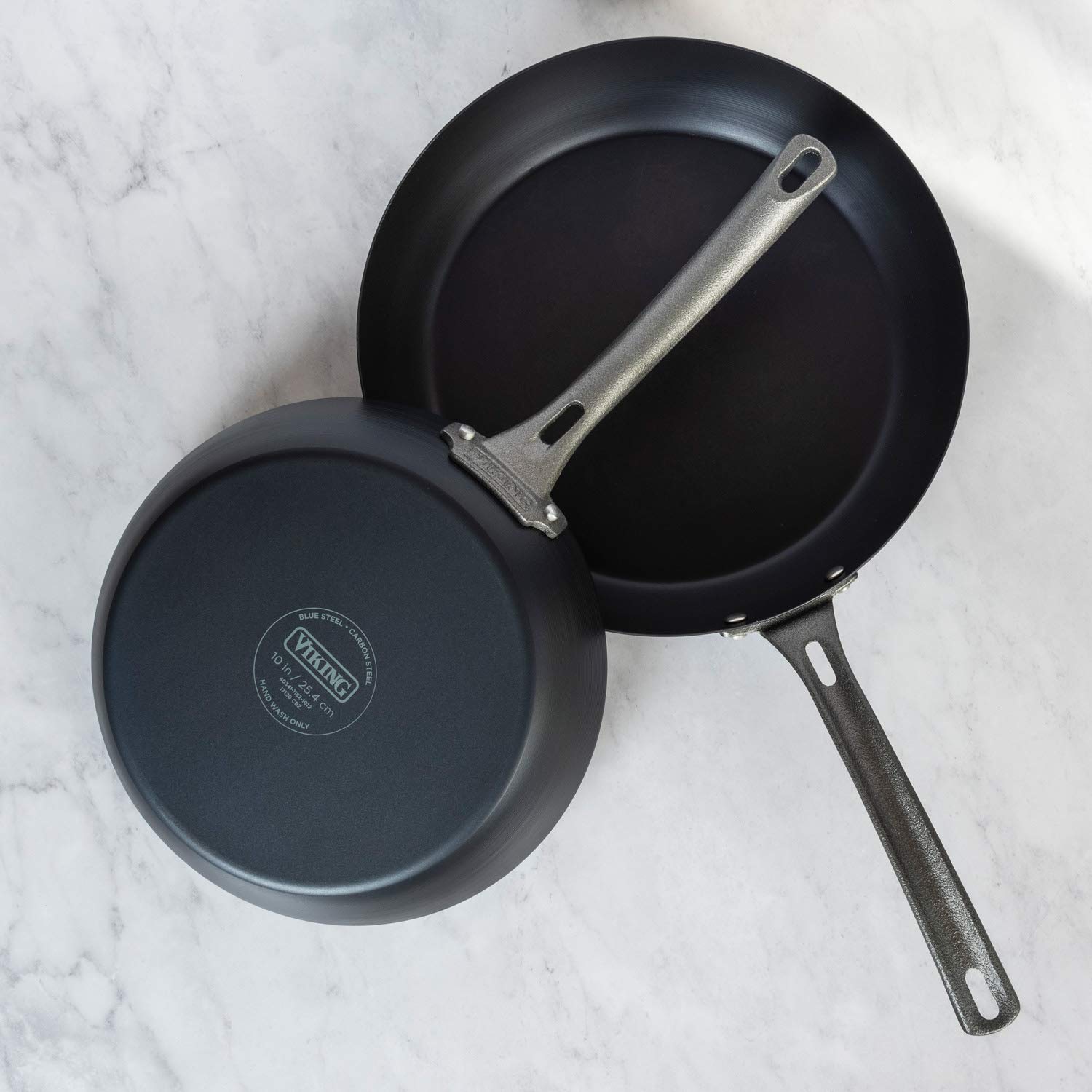 Premium Viking Non-Stick Frying Pans Set - 10 & 12 Inch Blue Carbon Steel Cookware with Black Coating - Professional Kitchen Essentials for Searing, Frying & Sauteing - Perfect for Home Chefs & Restaurant Use