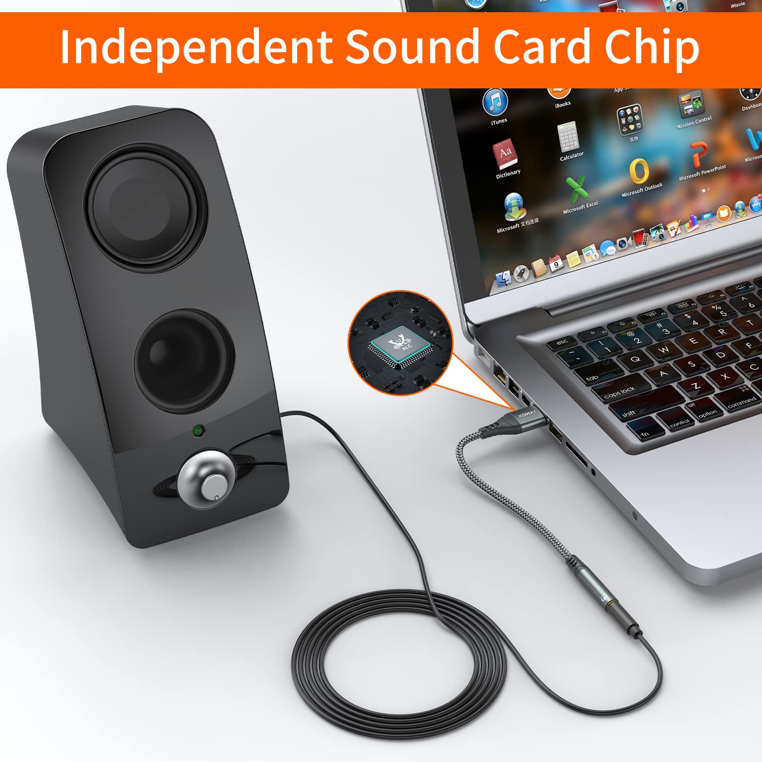 USB-A to 3.5mm TRRS Female Audio Adapter (1.6ft/0.5m) - External Stereo Sound Card for Headphones, Mac, PS4, PS5, PC, Laptop - Perfect for Gaming, Video Calls & Music Listening