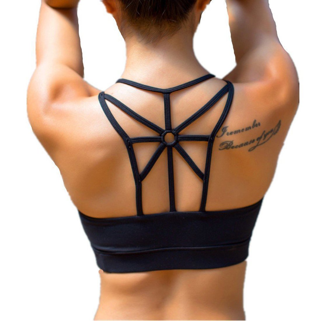 FLORATA Women's Cross Back Sports Bra - Medium Support Yoga Bra with Removable Padded Cups | Workout, Running, Gym & Activewear