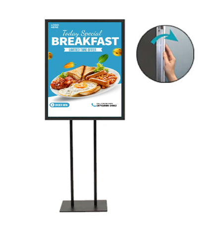 12x12 Double Pole Floor Stand Sign Holder - 1 1/4