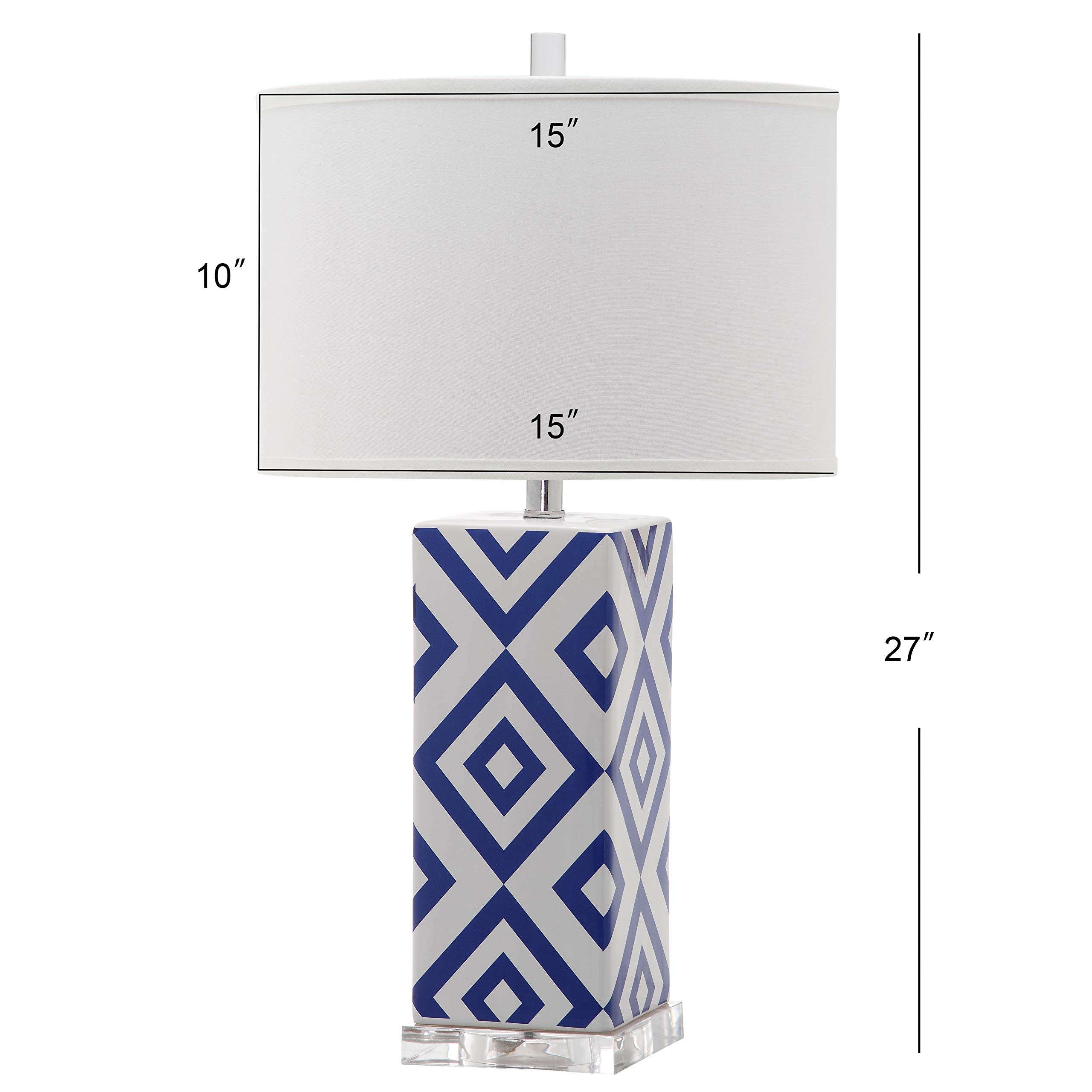 SAFAVIEH Diamonds Modern Contemporary Light Blue 27-inch LED Table Lamp - Bedroom, Living Room, Home Office & Nightstand Lighting (Bulbs Included) | Perfect for Reading, Working & Ambient Decor
