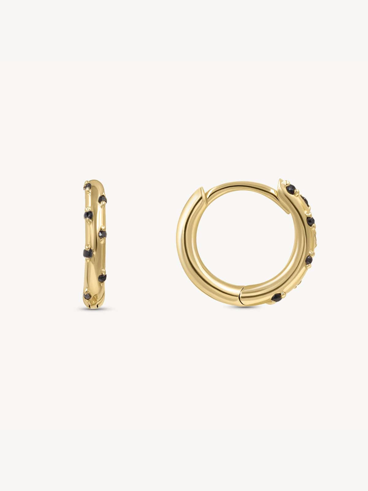 Starry Black Diamond Huggie Earrings for Women - Elegant & Hypoallergenic Hoop Earrings for Daily Wear, Parties & Special Occasions