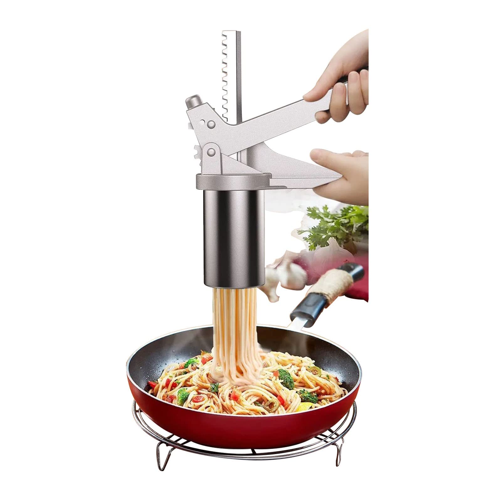 Stainless Steel Pasta Maker & Noodle Press Machine - Manual Hand Crank with 10 Pasta Shapes for Homemade Spaghetti, Fettuccine, Lasagna, Penne | Perfect for Italian Cooking, Family Meals & Restaurant-Style Dishes