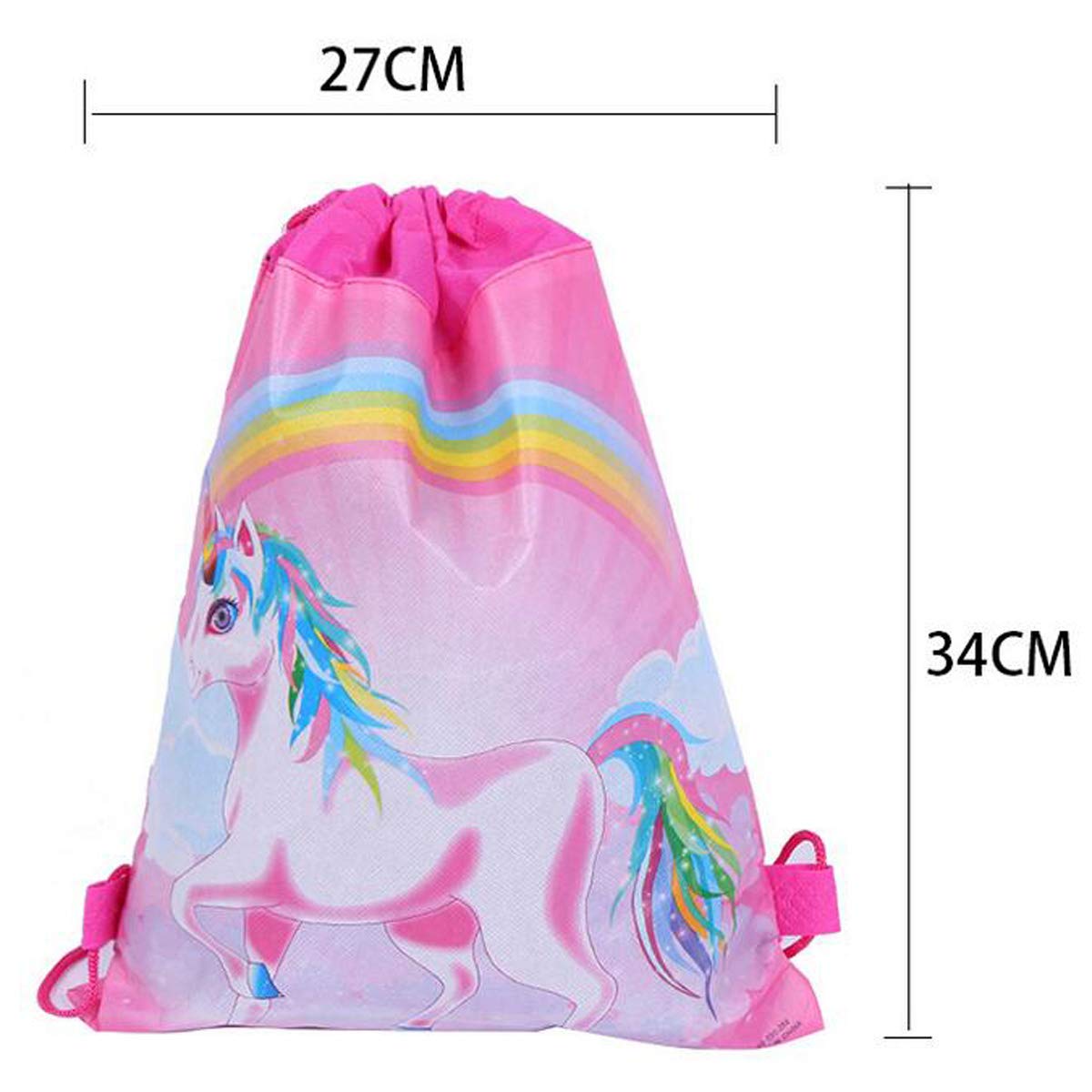 8 Pack Unicorn Drawstring Backpacks - Party Favor Bags for Kids Birthday, Baby Shower, Halloween Trick or Treat - Cute Goodie Bags for Girls Birthday Party Favors, School Events & Celebrations