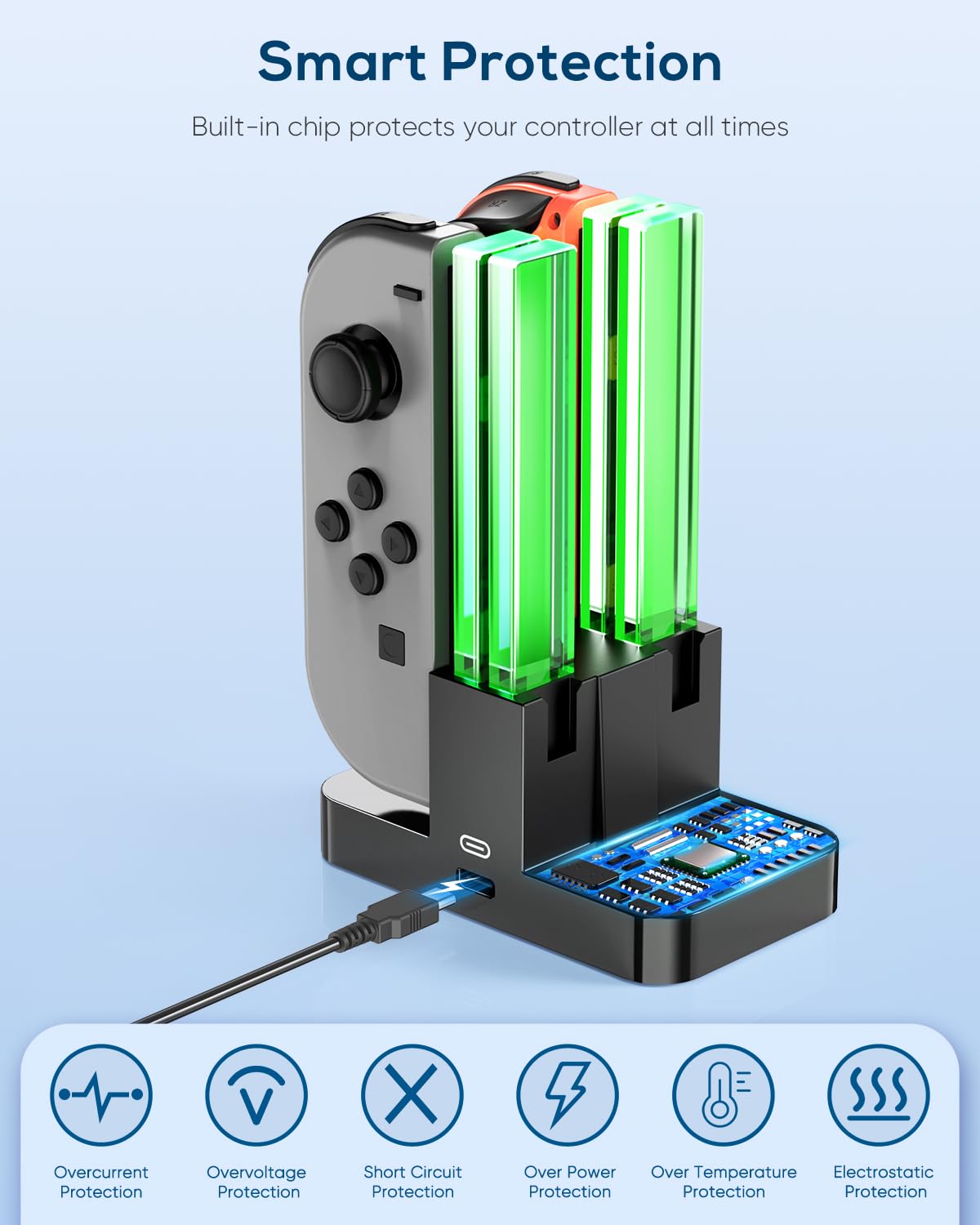 Nintendo Switch & Switch OLED Charging Dock Replacement with USB-C Cable - Joy-Con & Wii Controller Dock Station - Perfect for Gaming at Home or Travel (Black)