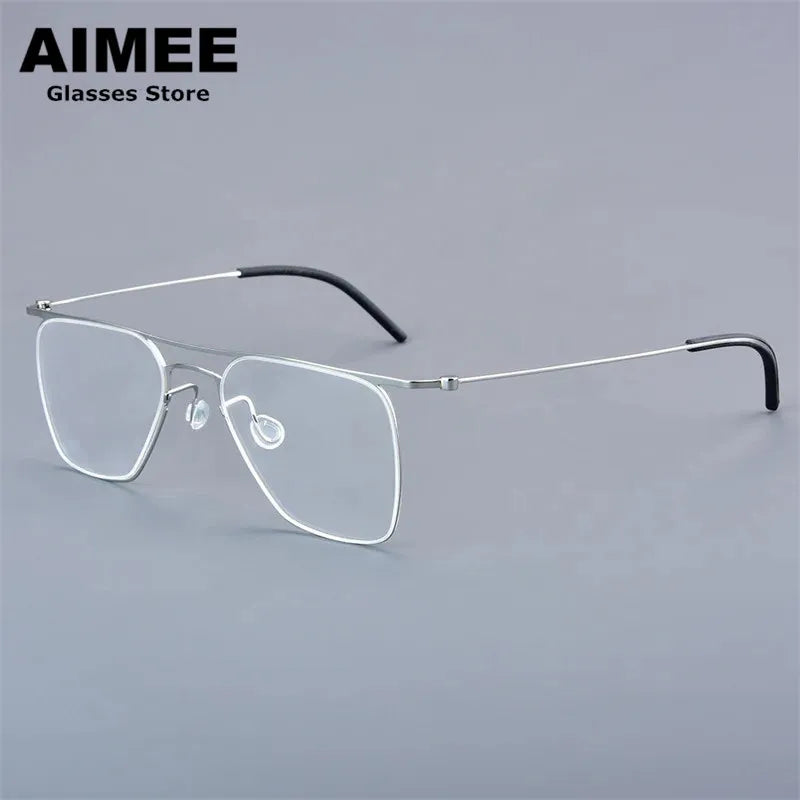 Aimee Women's Full Rim Square Double Bridge Titanium Eyeglasses Frame 55802 - Lightweight & Durable for Work, Reading & Fashion Accessories