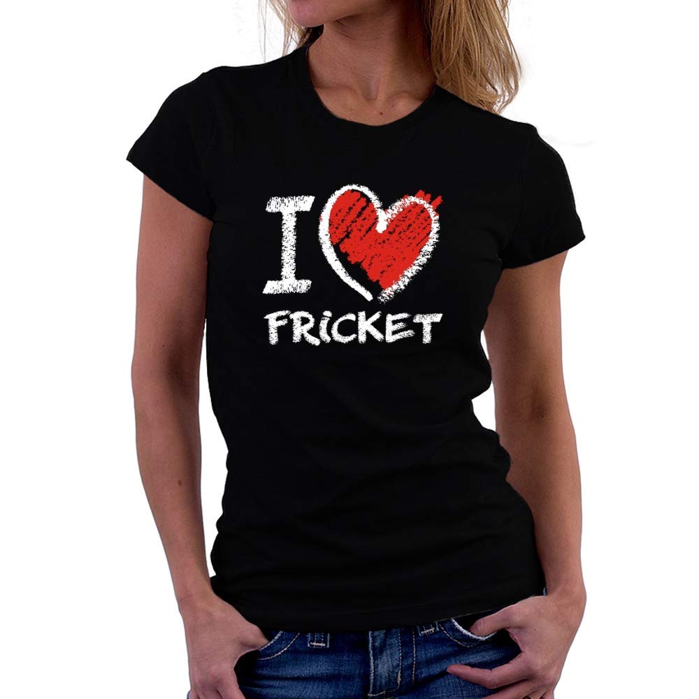 Teeburon I Love Fricket Women's Graphic T-Shirt - Soft Cotton Casual Tee for Sports Fans & Cricket Lovers | Perfect for Game Day, Casual Outings & Gift Giving