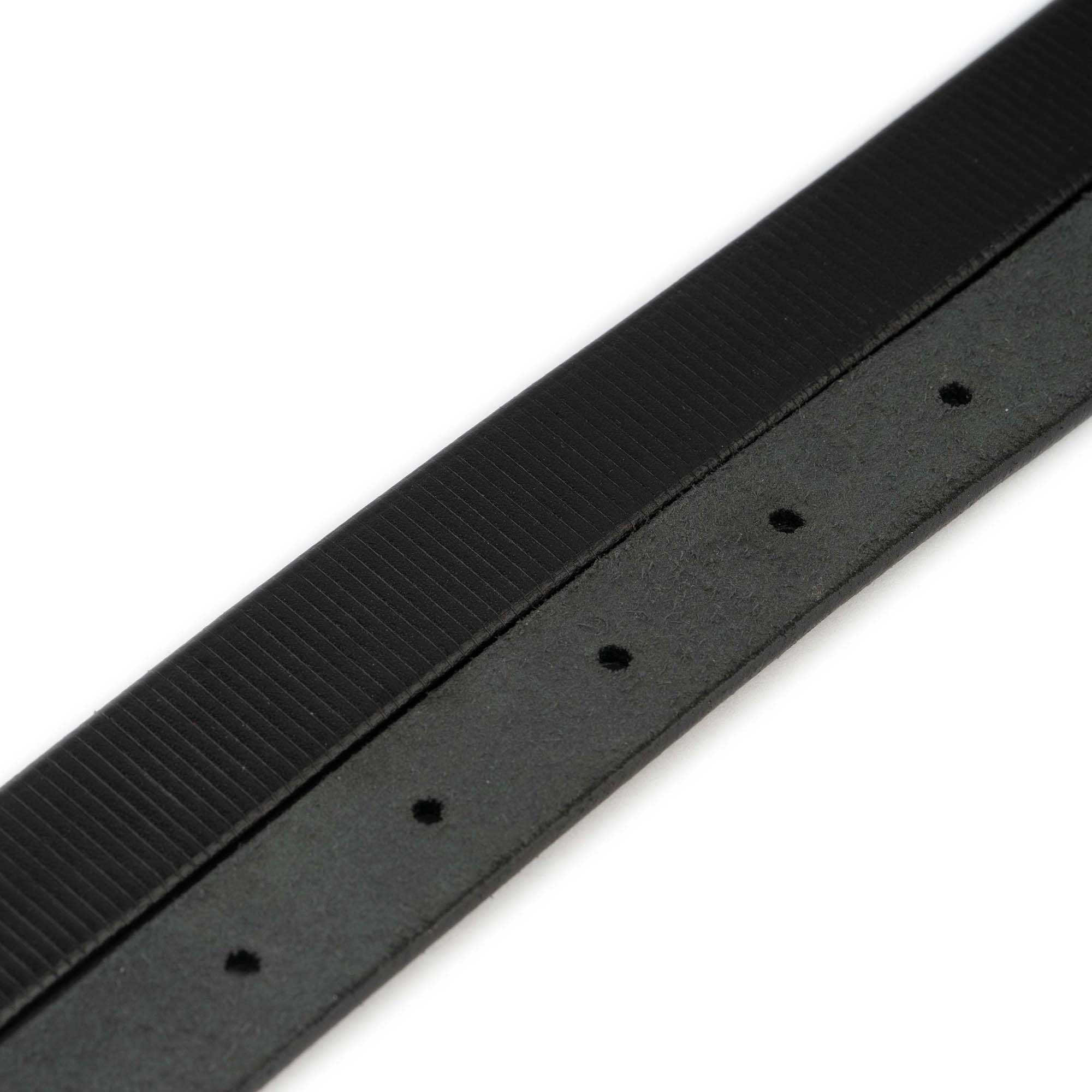 3/4 Inch Black Leather Belt Strap for Cartier Buckle - Classic Striped Embossed Design | Perfect for Men's & Women's Fashion, Business Attire & Casual Wear