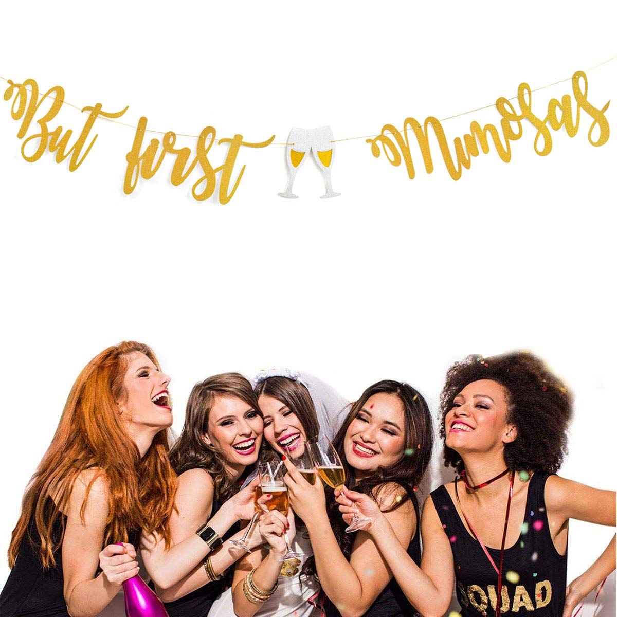 Elegant Gold Mimosa Bar Sign - 'But First Mimosas' Banner for Bridal Showers, Baby Showers & Champagne Brunches | Perfect for Weddings, Bachelorette Parties, Graduations & Birthday Celebrations | Stylish Party Decor & Photo Backdrop