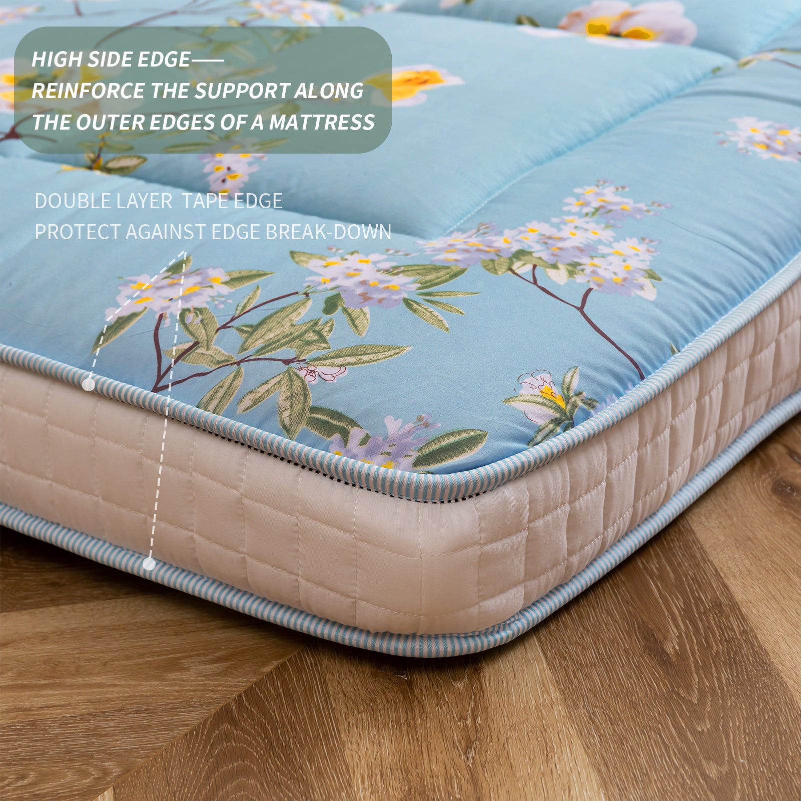 MAXYOYO Rustic Floral Korean Padded Japanese Futon Mattress - Quilted Bed Mattress Topper & Foldable Sleeping Pad for Guest Bed, Camping, Couch & Floor Lounging | Comfortable Home & Outdoor Use