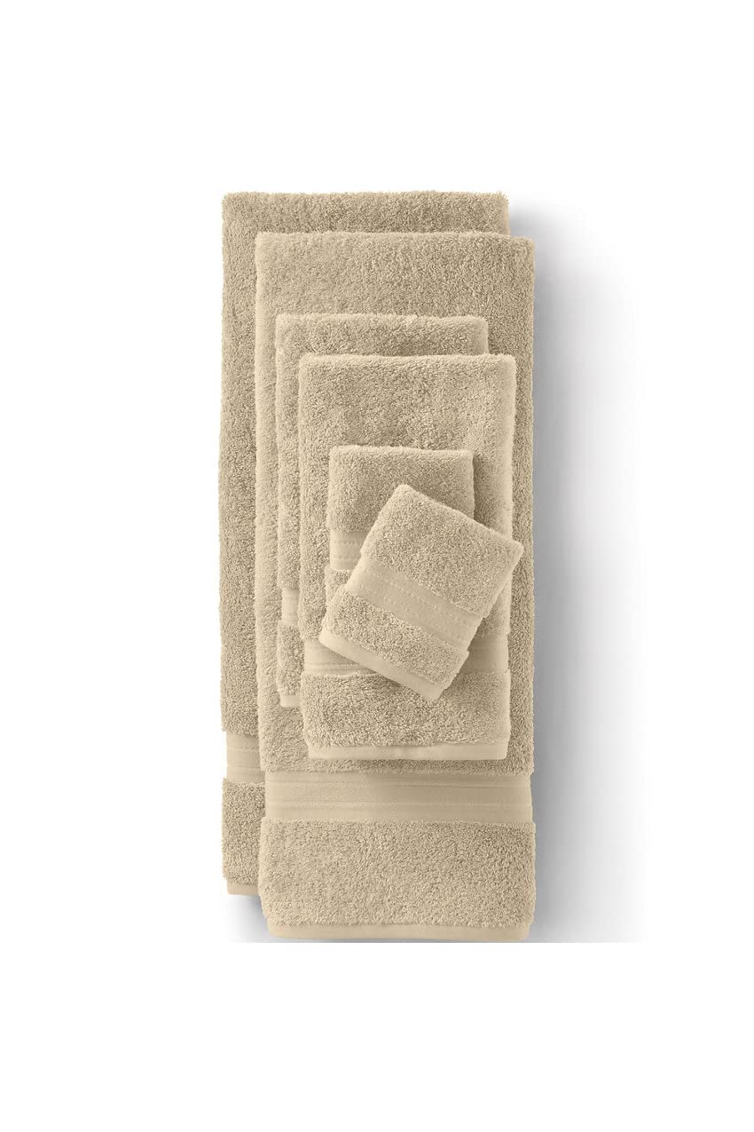 Lands' End Supima Cotton Bath Towel Set - 6 Piece Dark Sand - Ultra Soft & Absorbent for Bathroom, Spa, and Beach Use