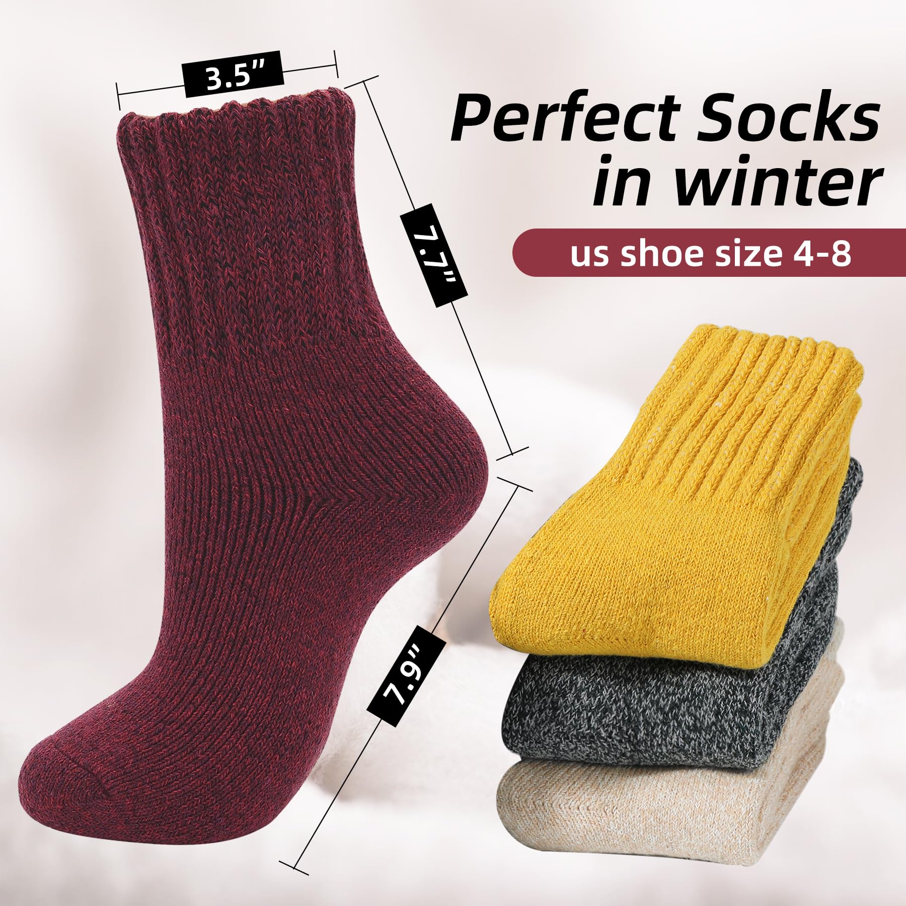 Zando Women's Cozy Warm Wool Boot Socks - Thick Long Crew Socks for Winter, Hiking & Cold Weather Comfort