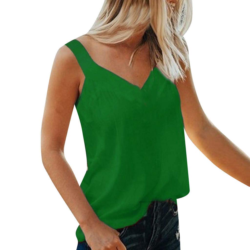 Aunimeifly Women's Sexy V-Neck Sleeveless Tank Top - Pure Color Loose Casual Camisole Blouse for Summer | Trendy Fashion Top for Beach, Party & Everyday Wear