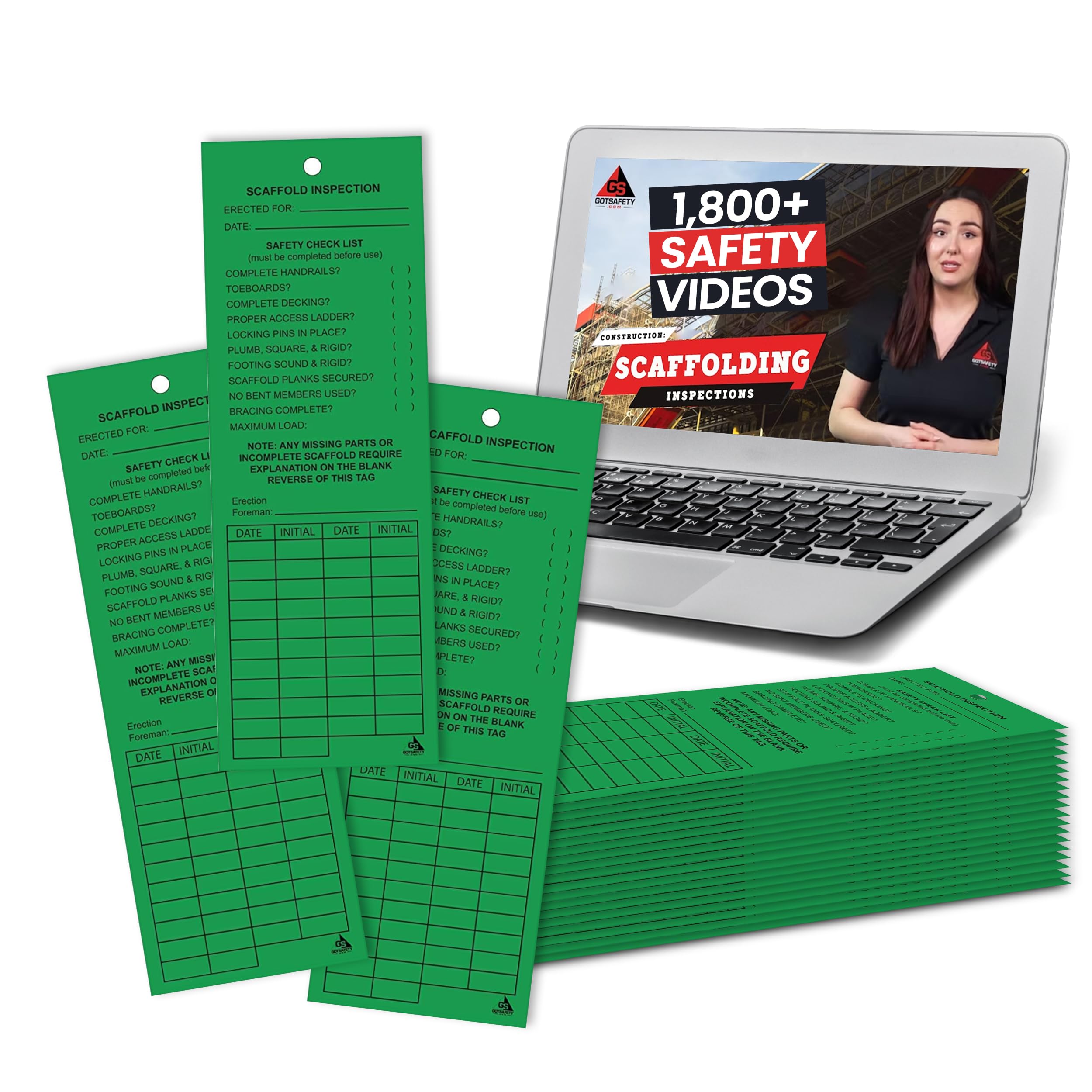 Durable Tear-Proof Scaffold Inspection Tags - Pack of 25, 3x9 Inch OSHA Compliant Safety Tags, Waterproof & Weatherproof for Extreme Conditions | Perfect for Construction Site Safety Checks & Equipment Maintenance