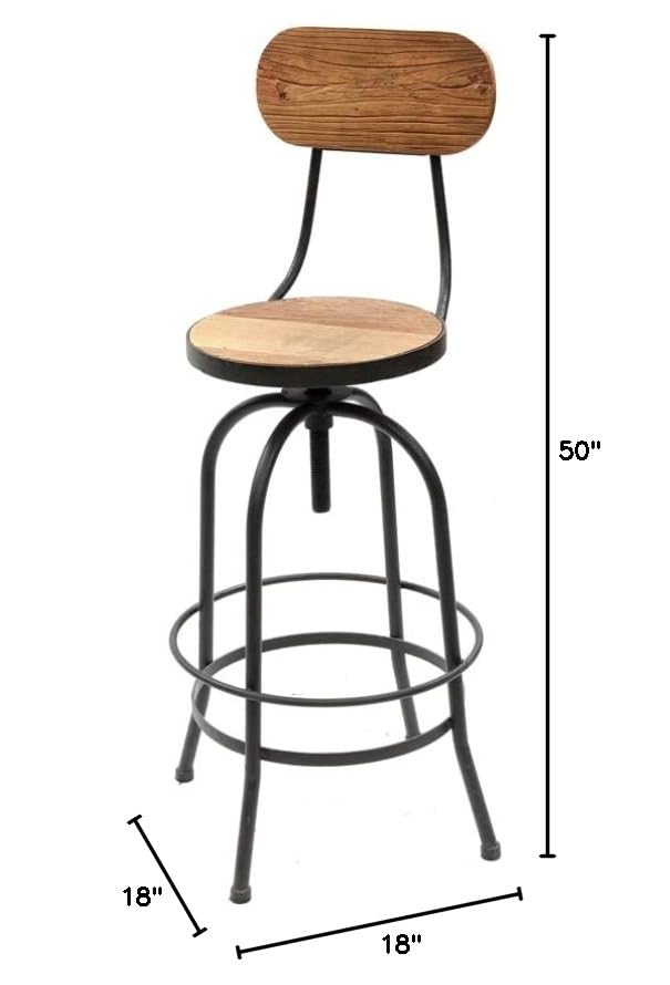 Progressive Furniture Karma Retro Adjustable Swivel Stool - Bar Stool with 360° Rotation, Height Adjustable for Kitchen Island, Home Office & Game Room - 1 Piece per Carton
