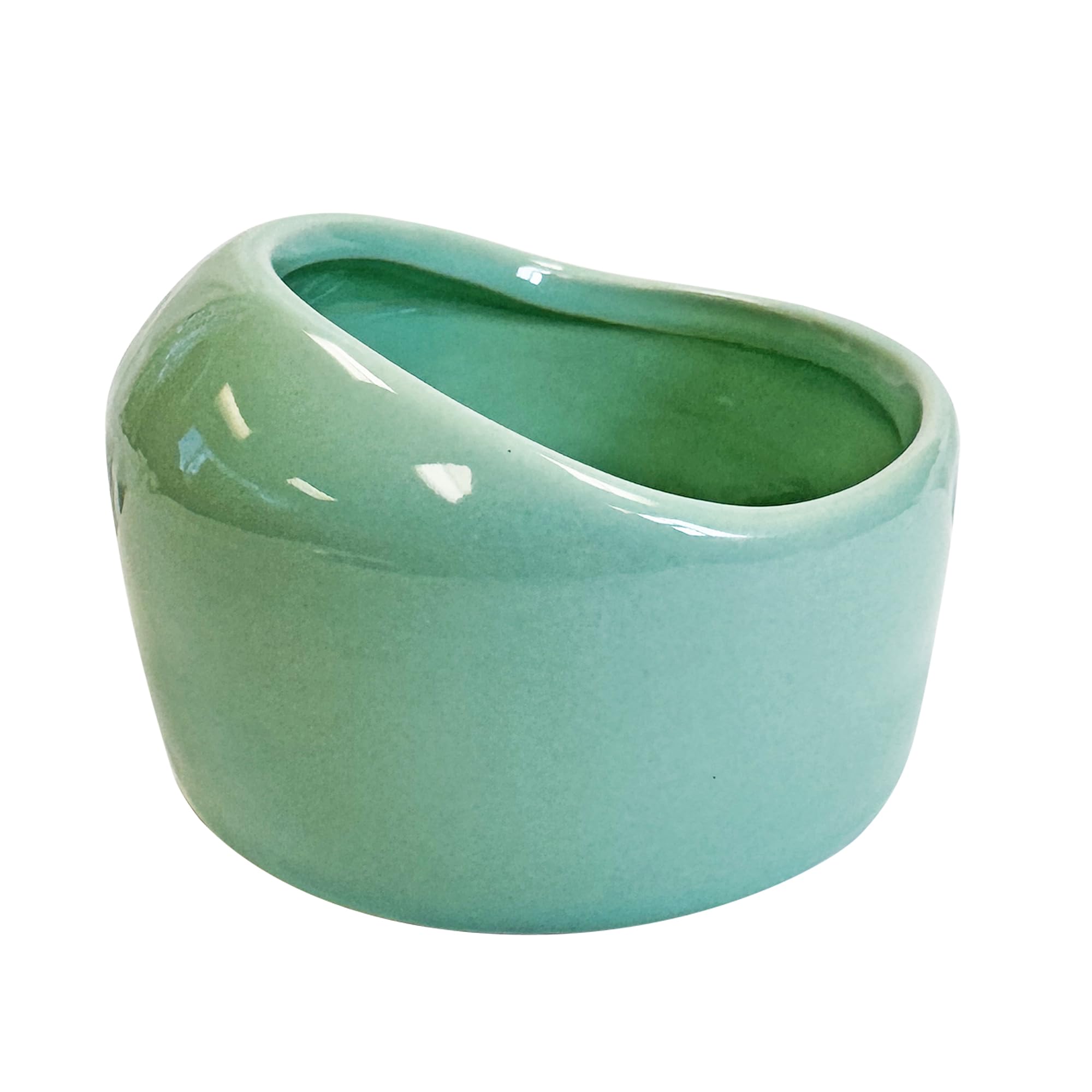 No-Tip Ceramic Pet Food Bowl - Durable Non-Slip Small Animal Feeder for Hamsters, Hedgehogs, Chinchillas, Rats, Ferrets, Guinea Pigs, Rabbits & Reptiles - Perfect for Cage, Playpen or Travel Use (Green)