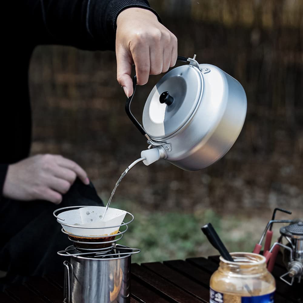LIZHOUMIL Portable Camping Kettle - Lightweight Aluminum Alloy Tea & Coffee Pot with Drip Spout & Rubber Handle - Perfect for Backpacking, Hiking, Picnics & Outdoor Adventures