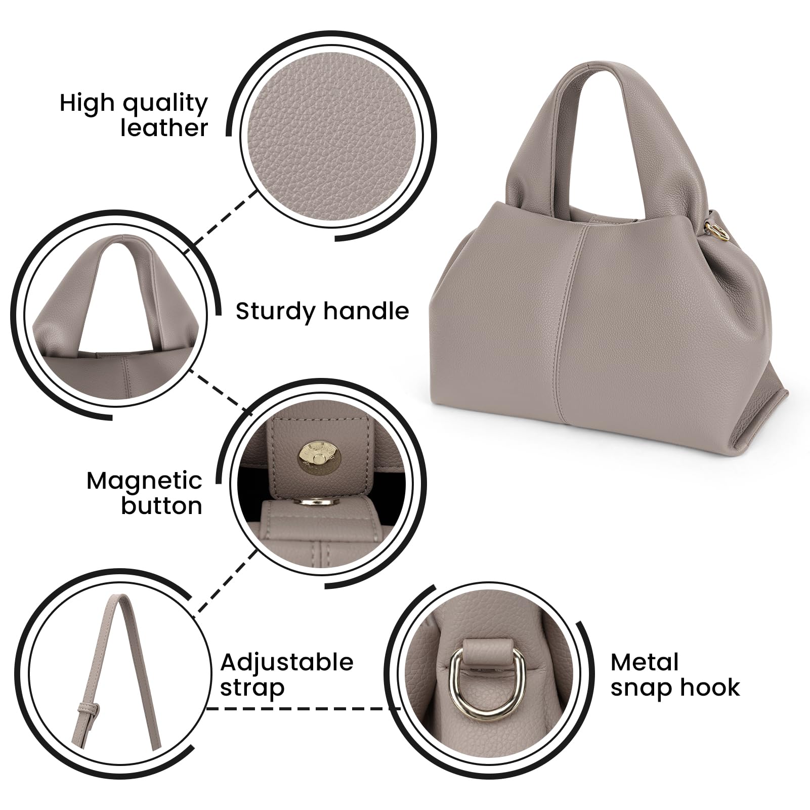 Stylish Dumpling Tote Bag for Women - Faux Leather Crossbody Purse, Fashionable Handbag & Satchel Clutch - Perfect for Work, Travel & Evening Outings