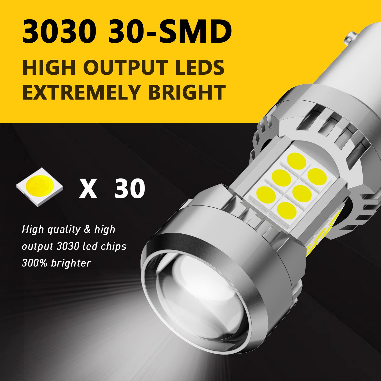 PHINLION 1157 6000K White LED Bulbs - 3200 Lumens Super Bright P21/5W 2057 2357 7528 3030 30-SMD LED Replacement for Car Brake Tail & Reverse Lights (Pack of 2) - Perfect for Night Driving & Enhanced Vehicle Safety