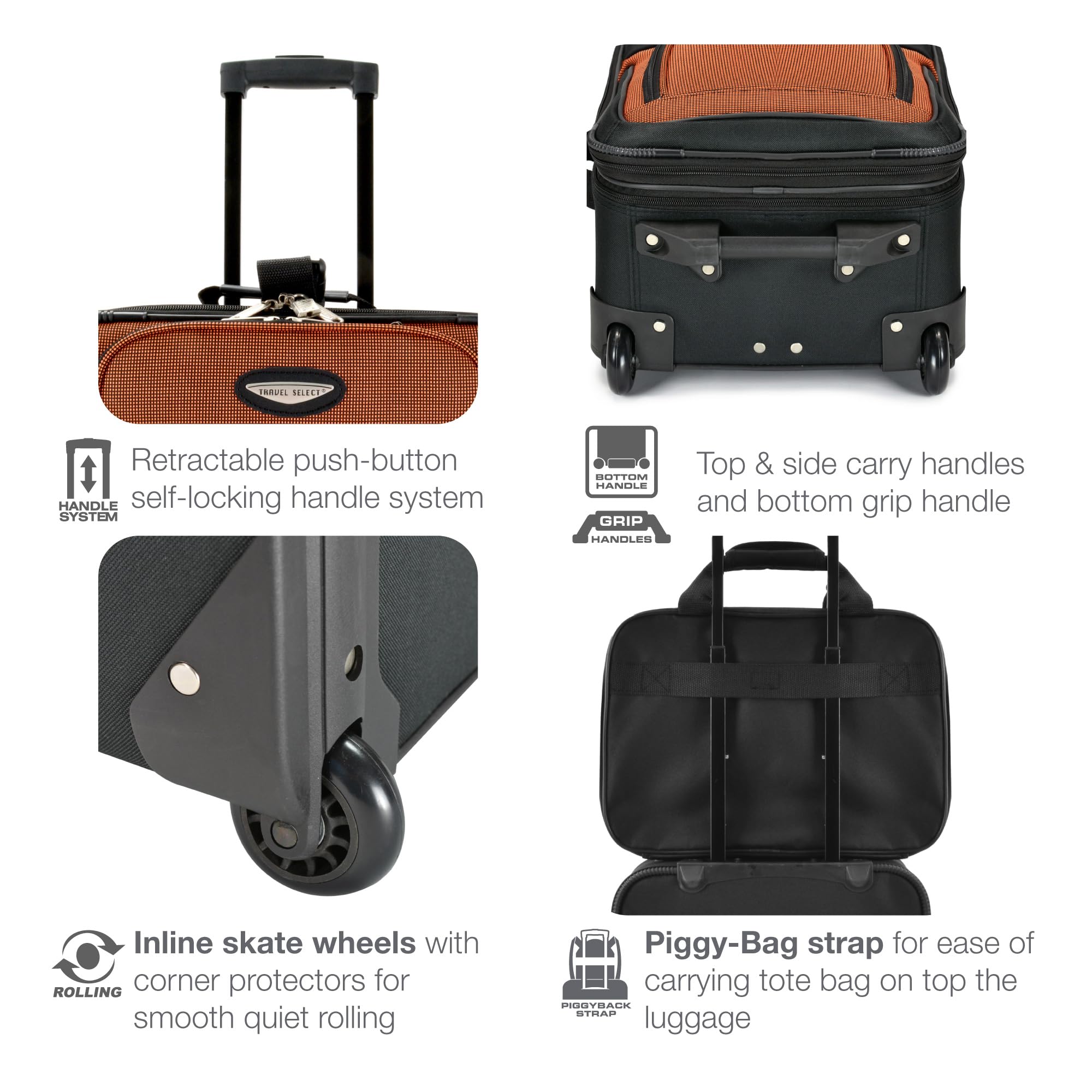 Travel Select Amsterdam Expandable Rolling Upright Luggage Set - Navy Blue 8-Piece Suitcase Collection for Air Travel & Business Trips | Durable Spinner Wheels & TSA Lock
