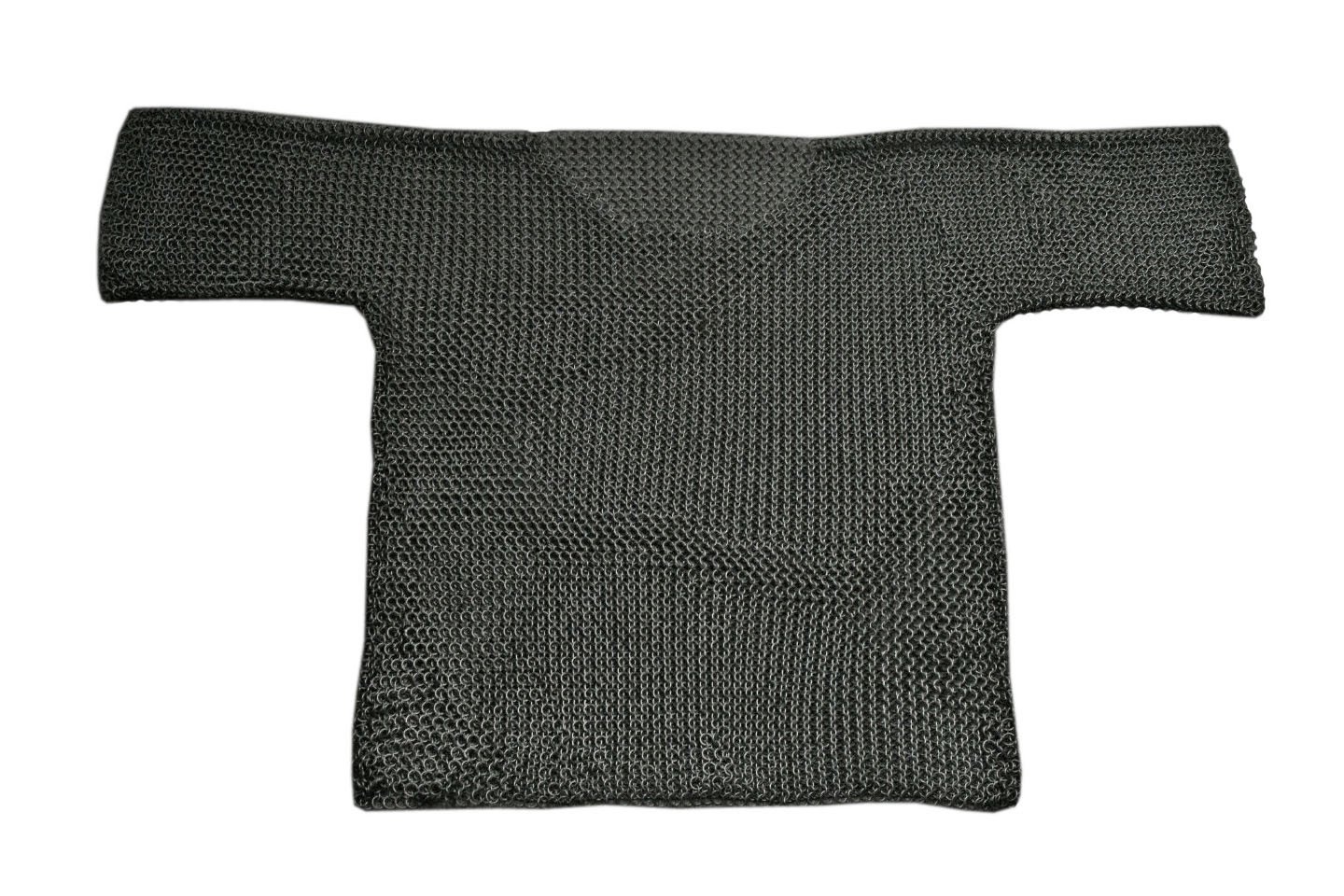 SZCO Supplies Black Chainmail Shirt - Large Medieval Armor Steel Shirt for LARP, Cosplay, Renaissance Fairs & Historical Reenactments
