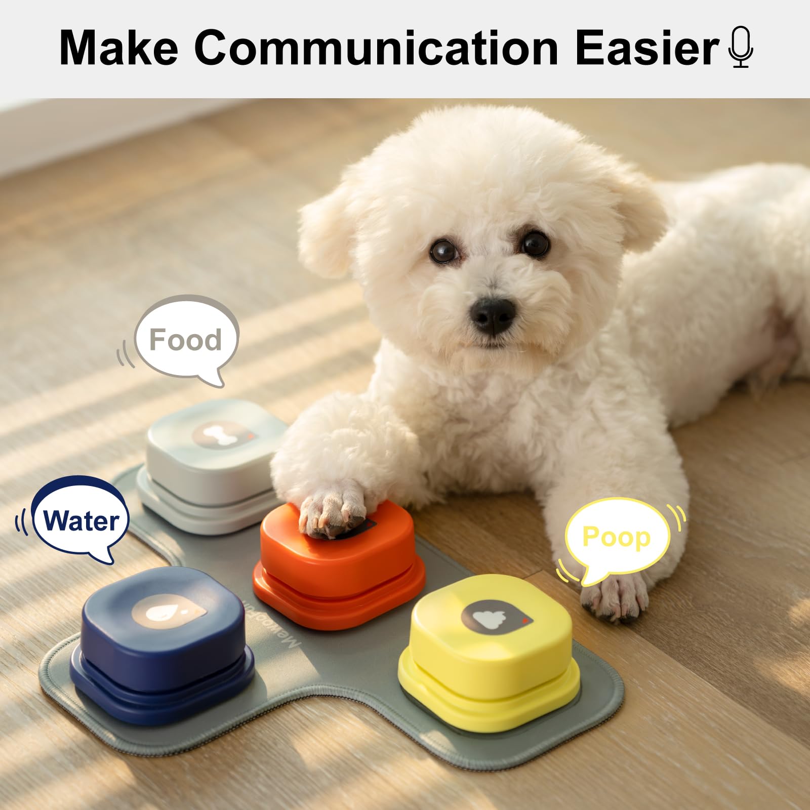 MEWOOFUN Dog Training Buttons for Communication - Recordable Talking Buttons Set with Rubber Mat & Stickers (9 Pack) - Teach Your Dog to Speak for Better Bonding & Obedience Training | Perfect for Pet Owners, Service Dogs & Smart Puppy Training at Home