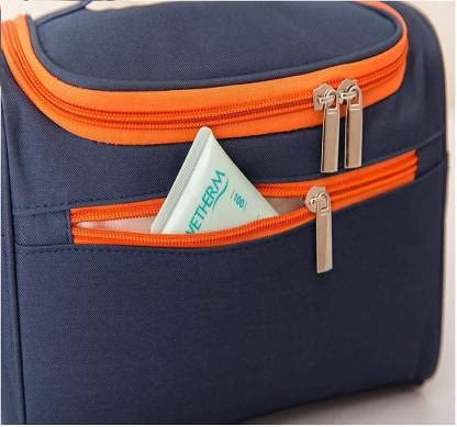 Moxtiza Large Travel Toiletry Bag with Hook - Waterproof Cosmetic Organizer Pouch for Women & Men | Perfect for Makeup Storage, Grooming Essentials, Airplane Carry-on & Weekend Getaways (Navy Blue)