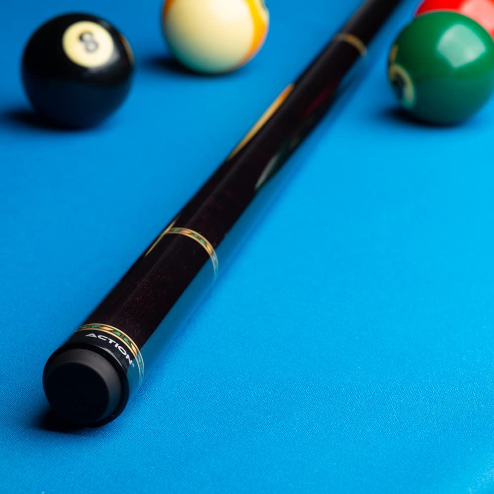 VAL24 Value Series Pool Cue - 58 Inch Professional Billiard Stick with 13mm Boar Skin Tip & Hard Maple Shaft - Dark Chocolate Finish with Silver Rings - Perfect for Home Game Rooms, Bars, and Competitive Play