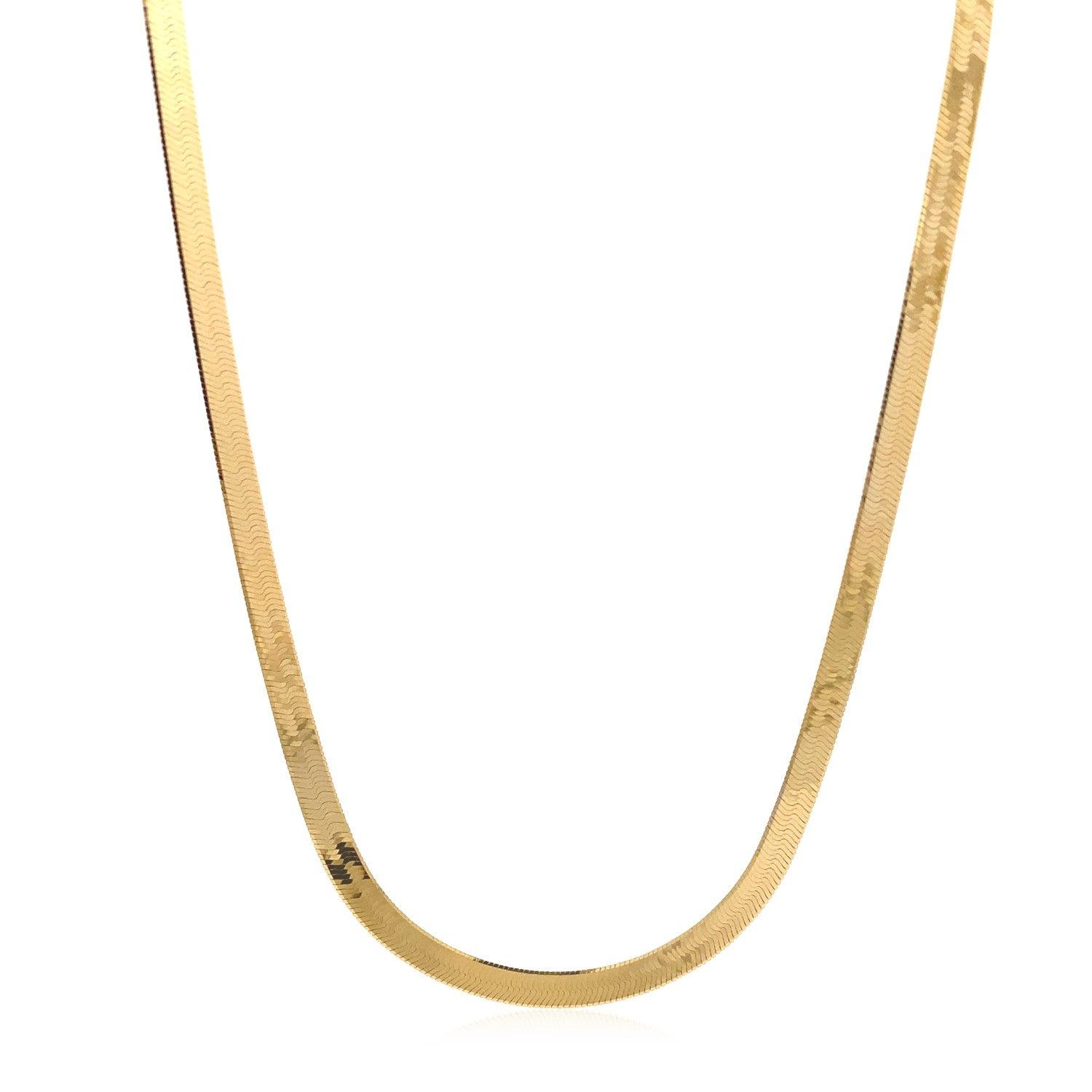 4.0mm 14k Yellow Gold Super Flexible Herringbone Chain Necklace for Women - Perfect for Layering, Gift Giving & Everyday Elegance