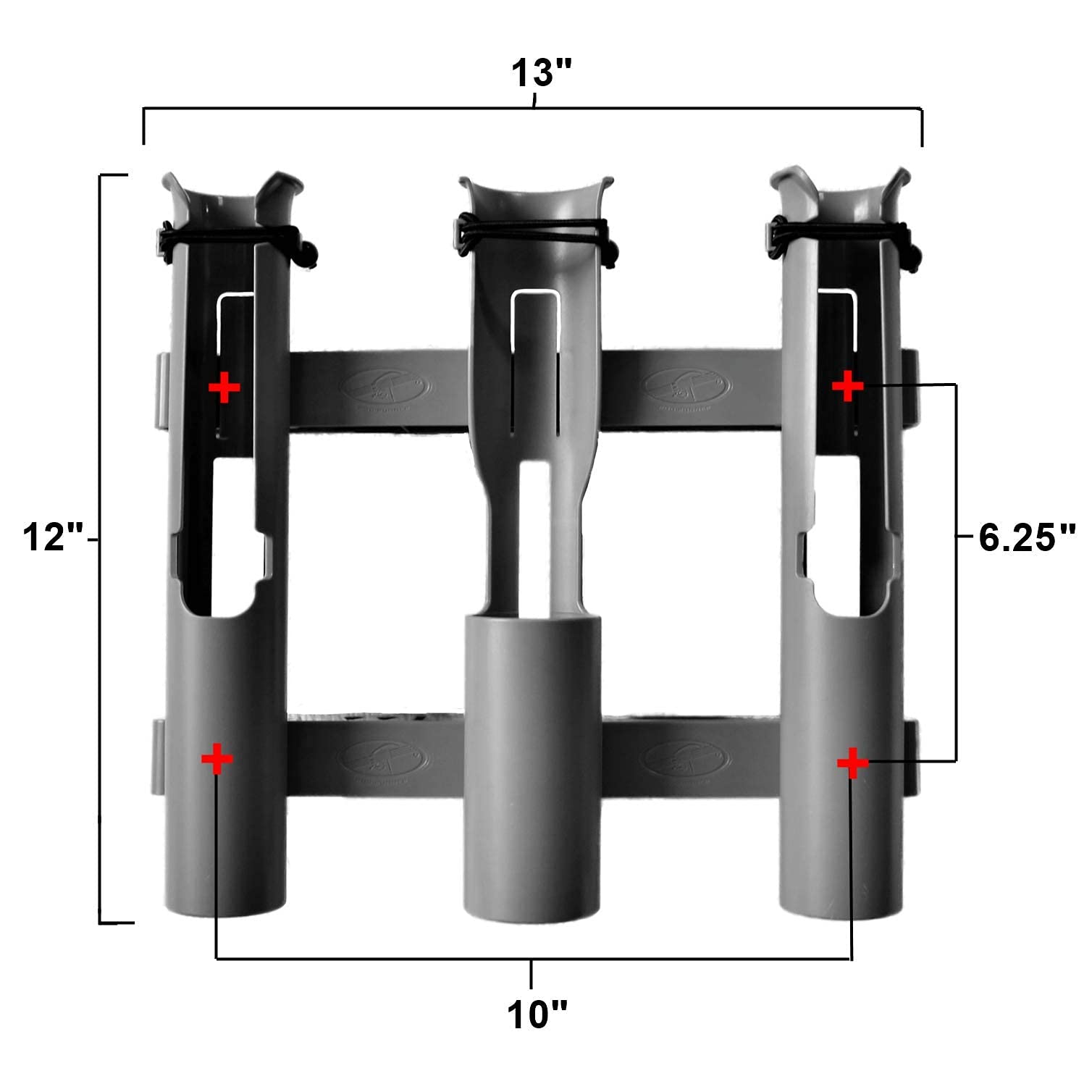 Rod-Runner Tri-Mount 3 Fishing Rod Holder Rack Combo - White | Secure Storage for Multiple Rods | Perfect for Boats, Garages & Fishing Cabins
