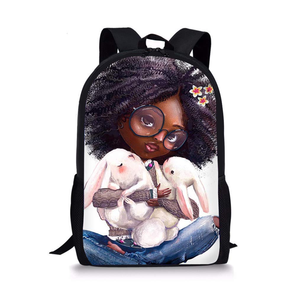 **African Print Rabbit Backpack for Women & Kids - Cute Canvas School Bookbag, Daypack for Travel, College, Work & Daily Use**