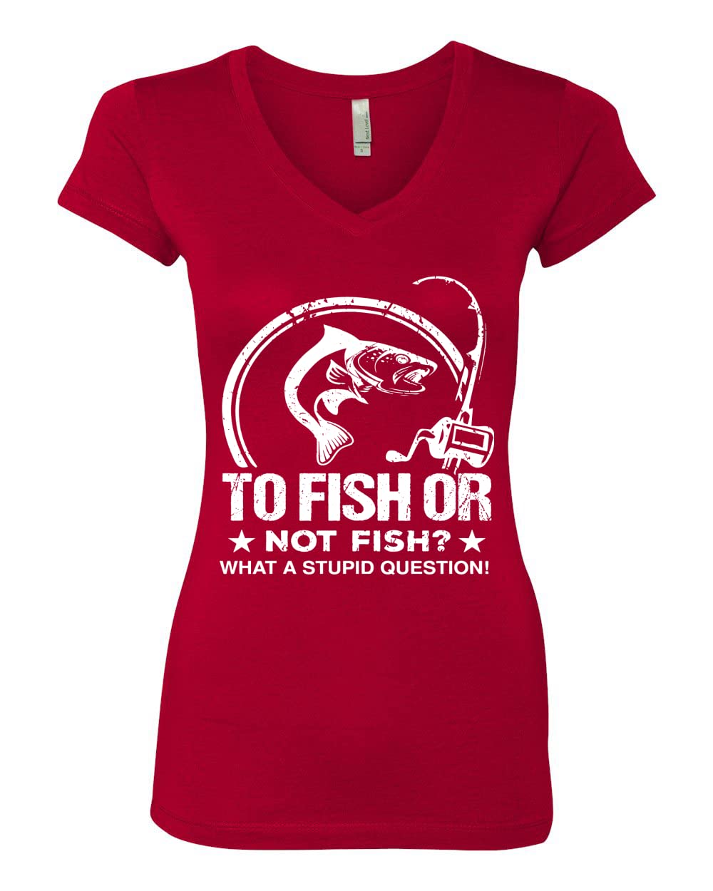 Funny Fishing T-Shirt for Women - 'To Fish or Not to Fish' Graphic Tee - Junior Fit V-Neck Top - Perfect for Anglers, Fishing Trips & Outdoor Adventures