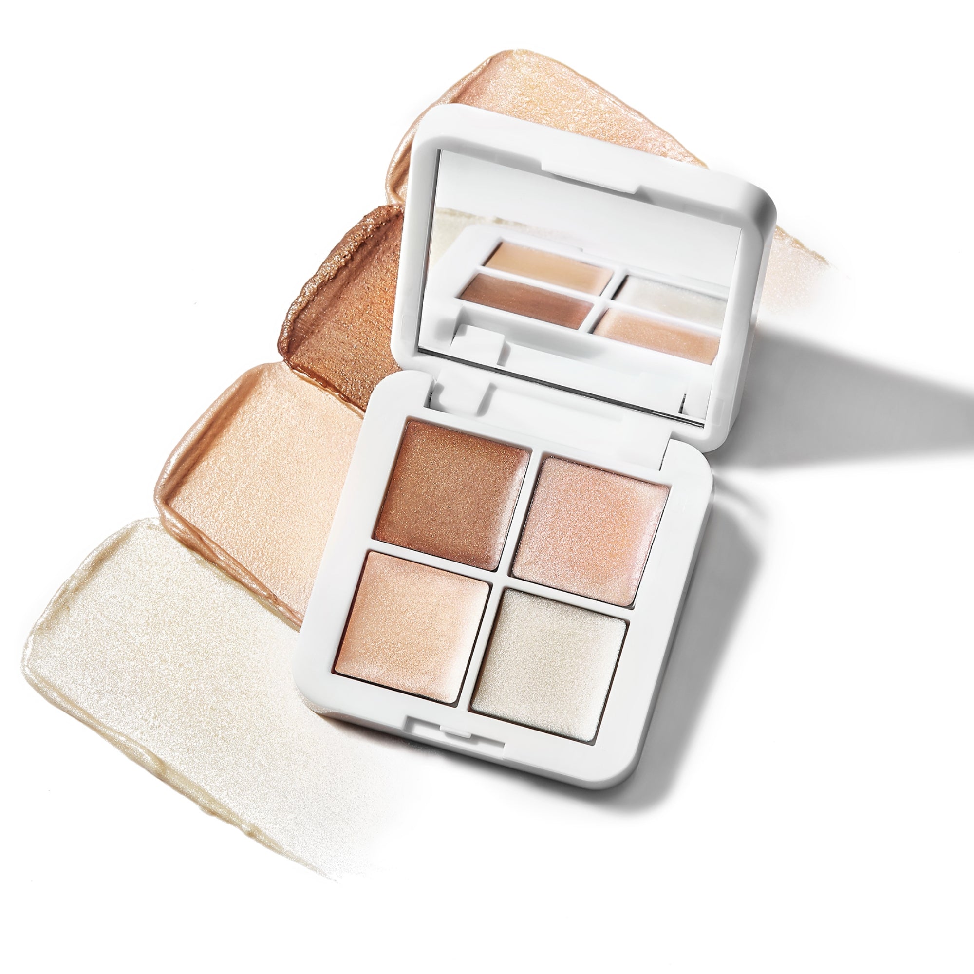 Living Luminizer Glow Quad Mini - 4-in-1 Highlighting Palette for Face & Body | Natural Glow Makeup for Cheeks, Eyes & Collarbone | Perfect for Day & Night Looks