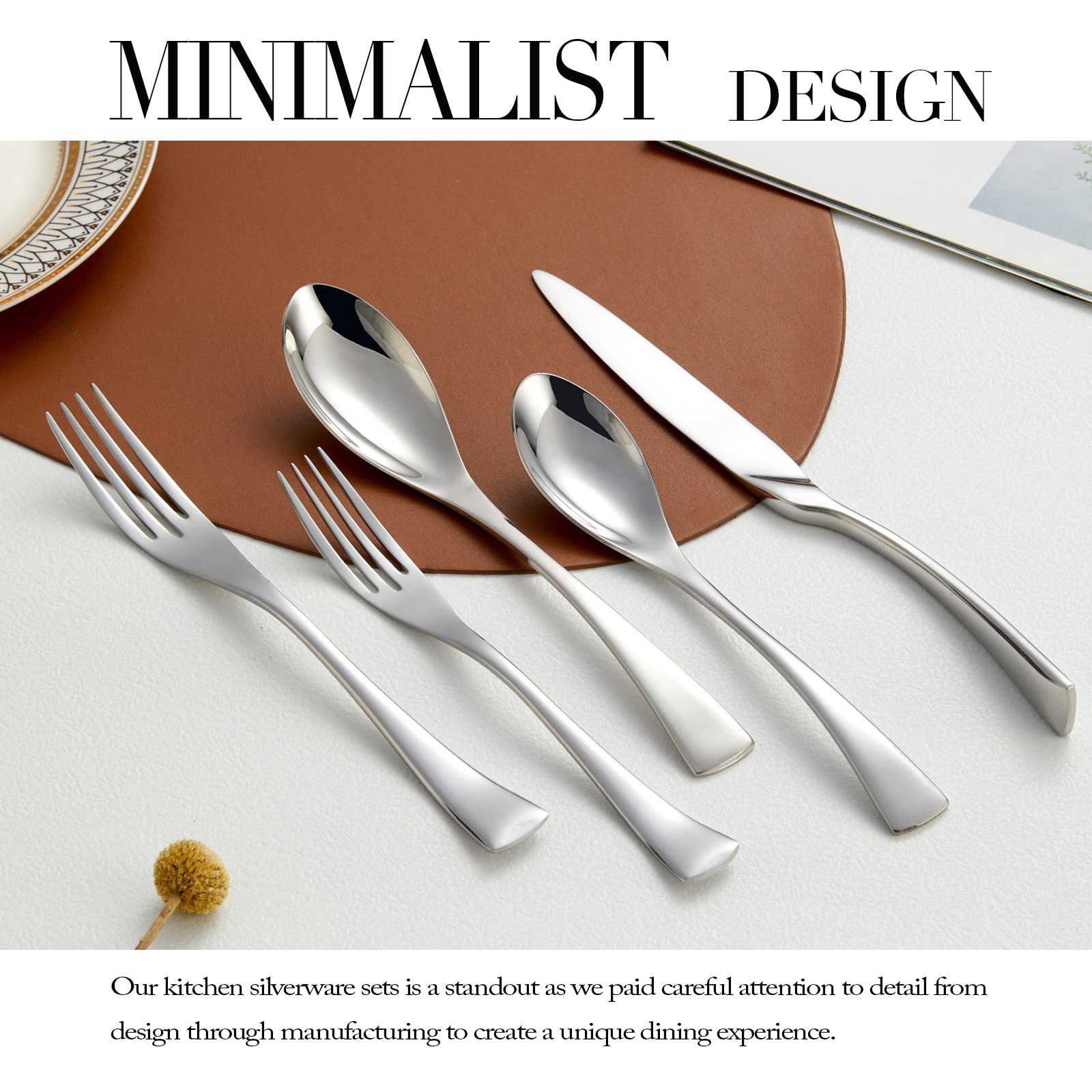 Premium 18/10 Stainless Steel Silverware Set for 4 - 20-Piece Flatware Cutlery Set with Knives, Forks & Spoons - Dishwasher Safe & Rustproof - Elegant Dining for Restaurants, Weddings & Everyday Use