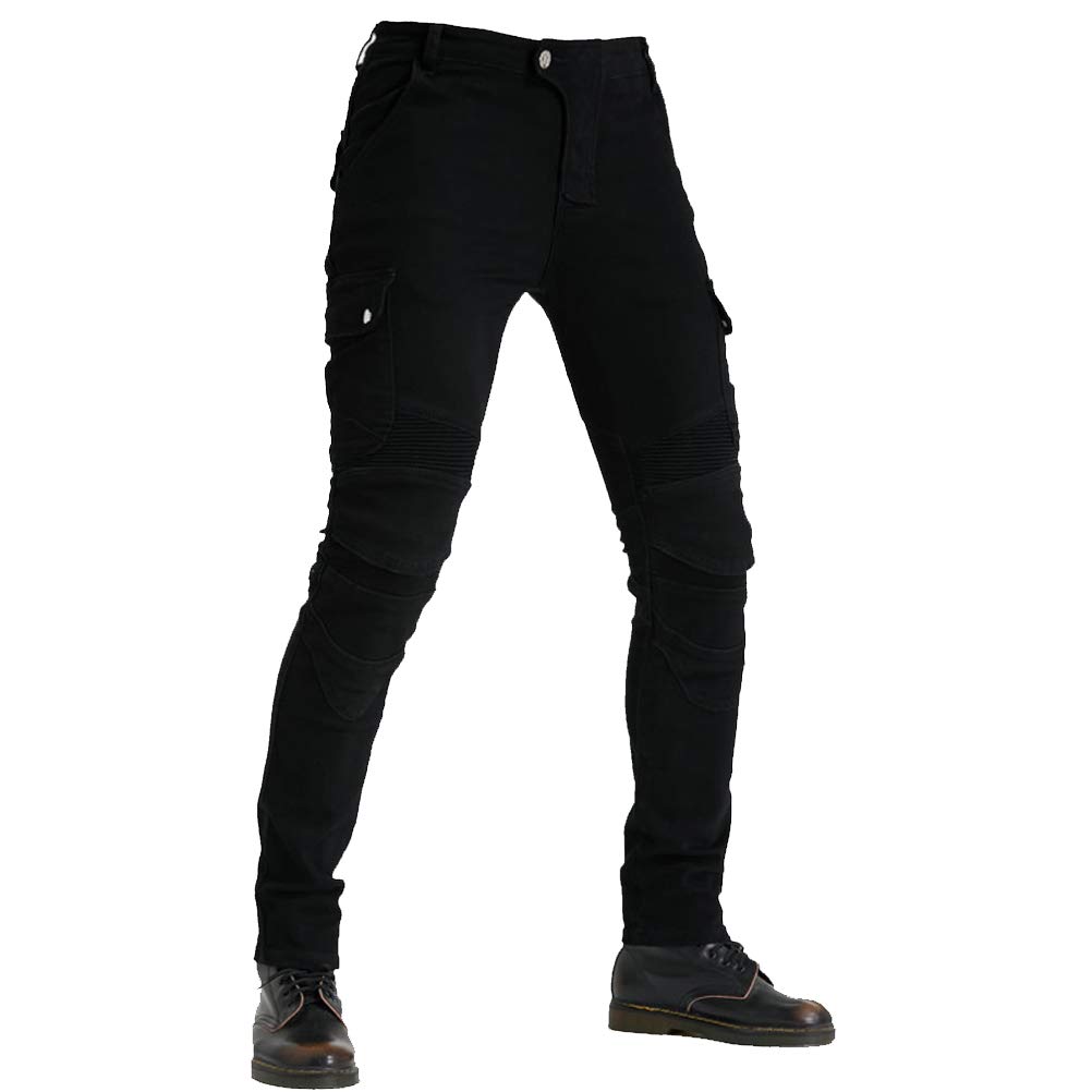 Takuey Aramid Fiber Motorcycle Riding Jeans - CE Certified Protective Pants with Silicone Knee Pads for Men (Size XXL/36, Waist 39.4