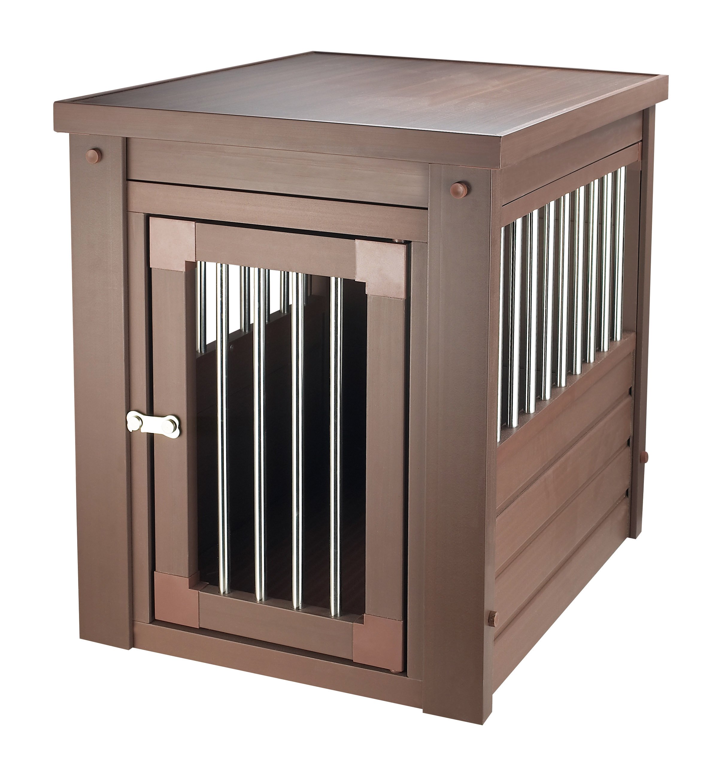 New Age Pet ECOFLEX Dog Crate End Table - Stylish Furniture Pet Crate for Crate Trained Dogs with Stainless Steel Frame & Secure Latch - 10 Year Warranty - Perfect for Living Rooms, Bedrooms & Home Decor