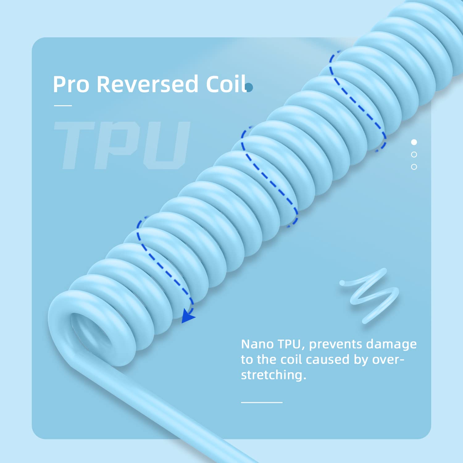 MAMBASNAKE C01 Spiral Keyboard Cable - Pro Custom Coiled USB-C to USB-A Cable for Mechanical Keyboards with Detachable Aviation Connector, TPU Braided Gaming Cable for PC Mac (Blue) - Perfect for Esports, Typing & Office Workstations