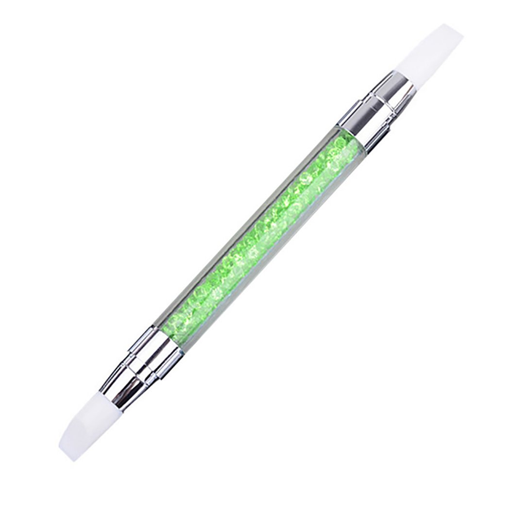 Professional Dual-Headed Nail Dotting Pen with Silicone Brush & Rhinestones - Perfect for Nail Art, DIY Manicures, and Salon Use