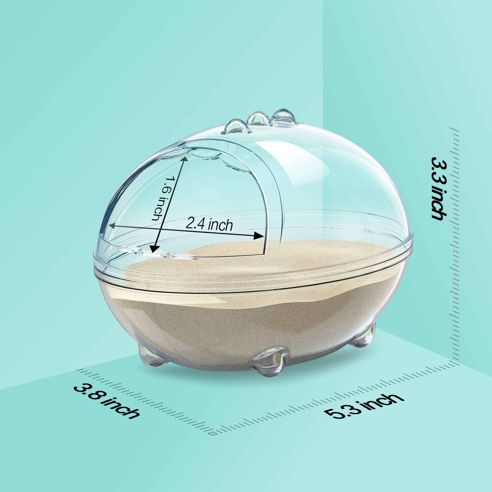 Hamster Sand Bath Container - Transparent Dust Bath Box for Small Pets, Hamster Bathtub & Toilet Accessories - Perfect for Cage Cleaning & Grooming (Size S)