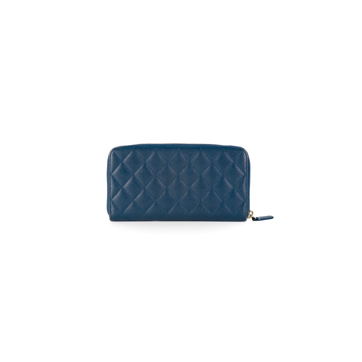 Chanel Caviar Navy Blue Zip Long Wallet for Women - Luxury Leather Wallet for Everyday Use & Travel