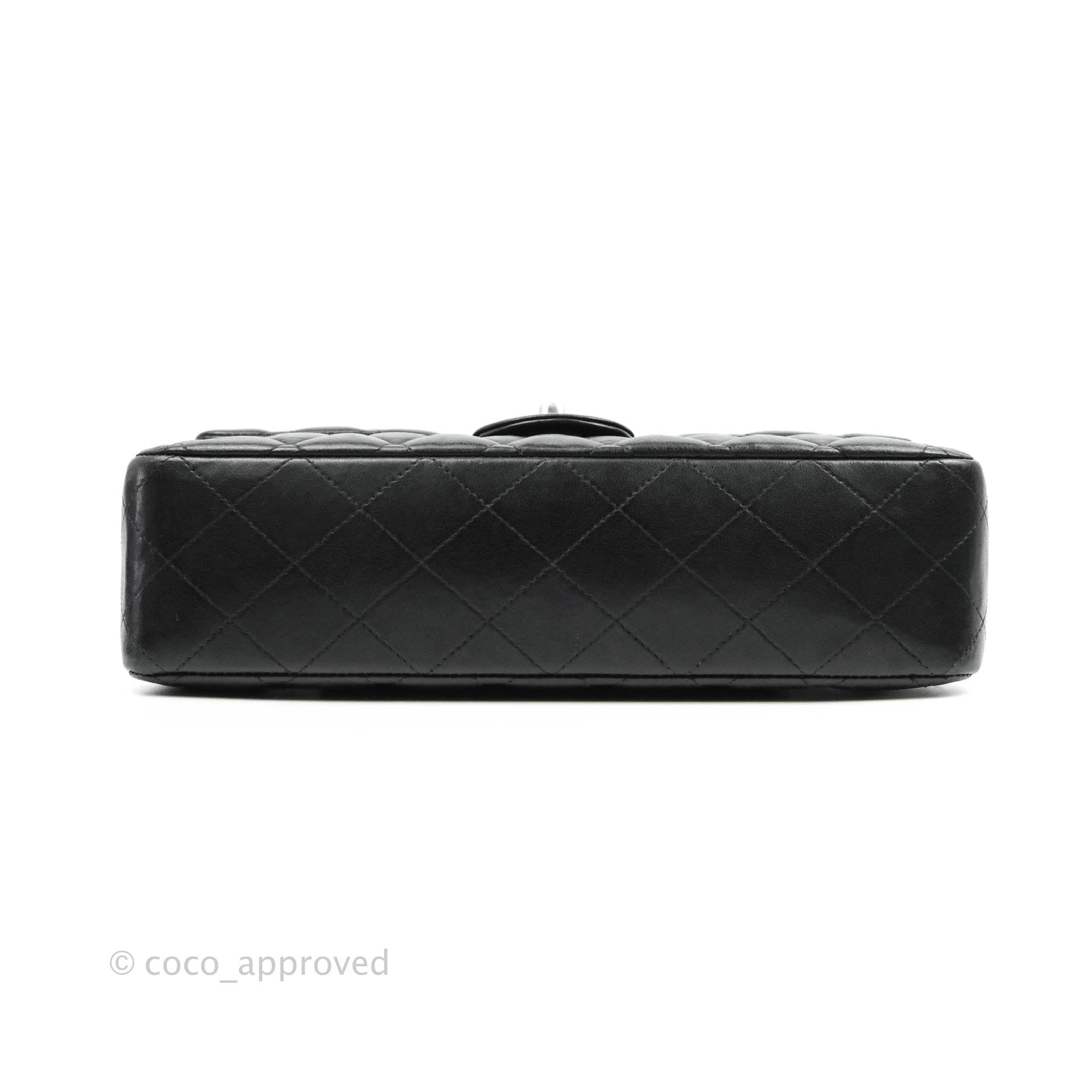 Chanel Classic M/L Medium Double Flap Bag - Black Lambskin Leather with Silver Hardware | Luxury Handbag for Women, Perfect for Work, Evening Events & Everyday Use